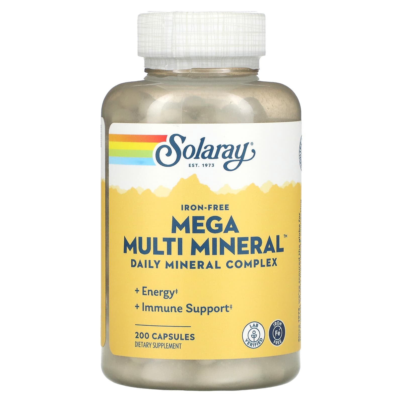 Solaray, Mega Multi Mineral, без железа, 200 капсул