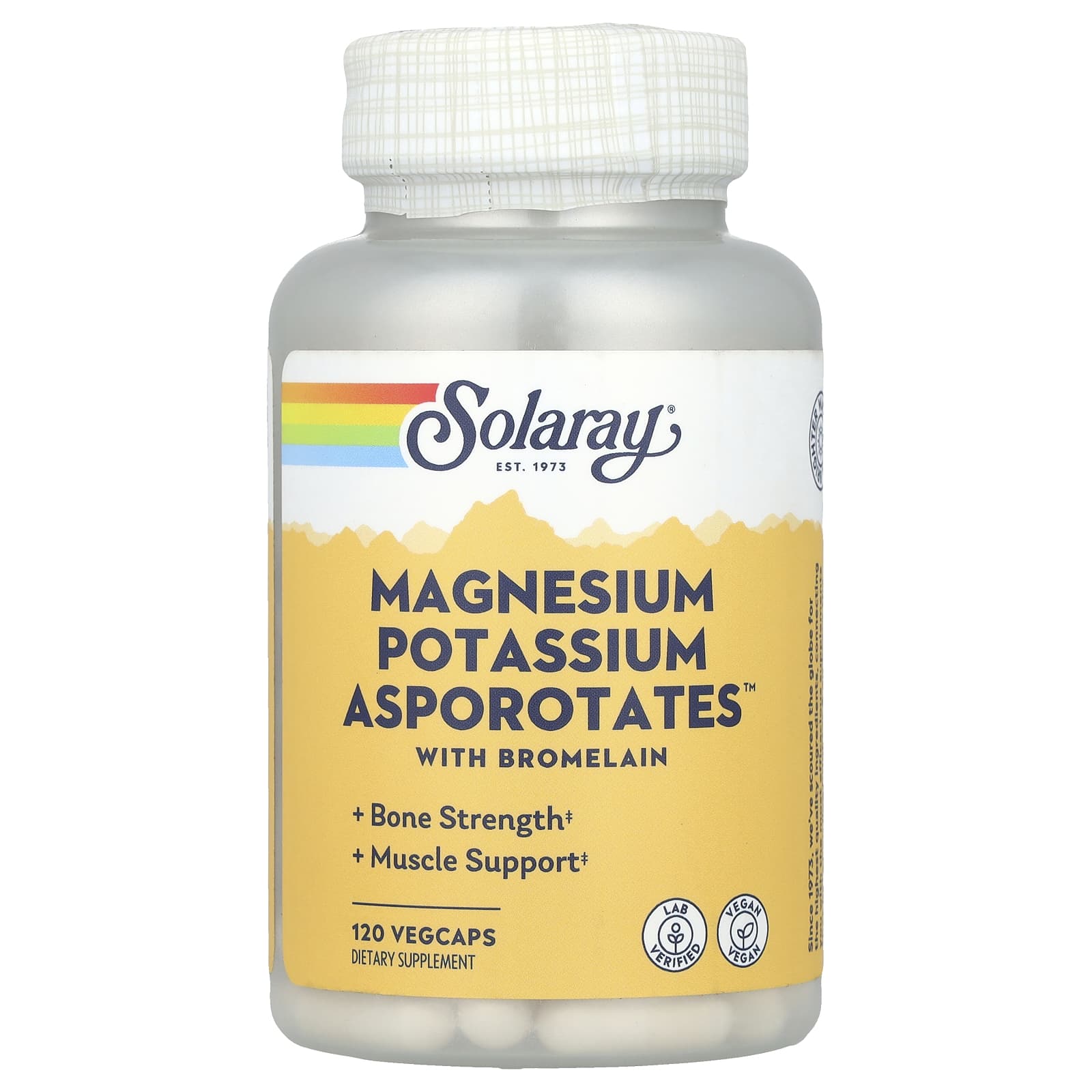 Solaray, Magnesium Potassium Asporotates, аспартат магния и калия, 120 растительных капсул