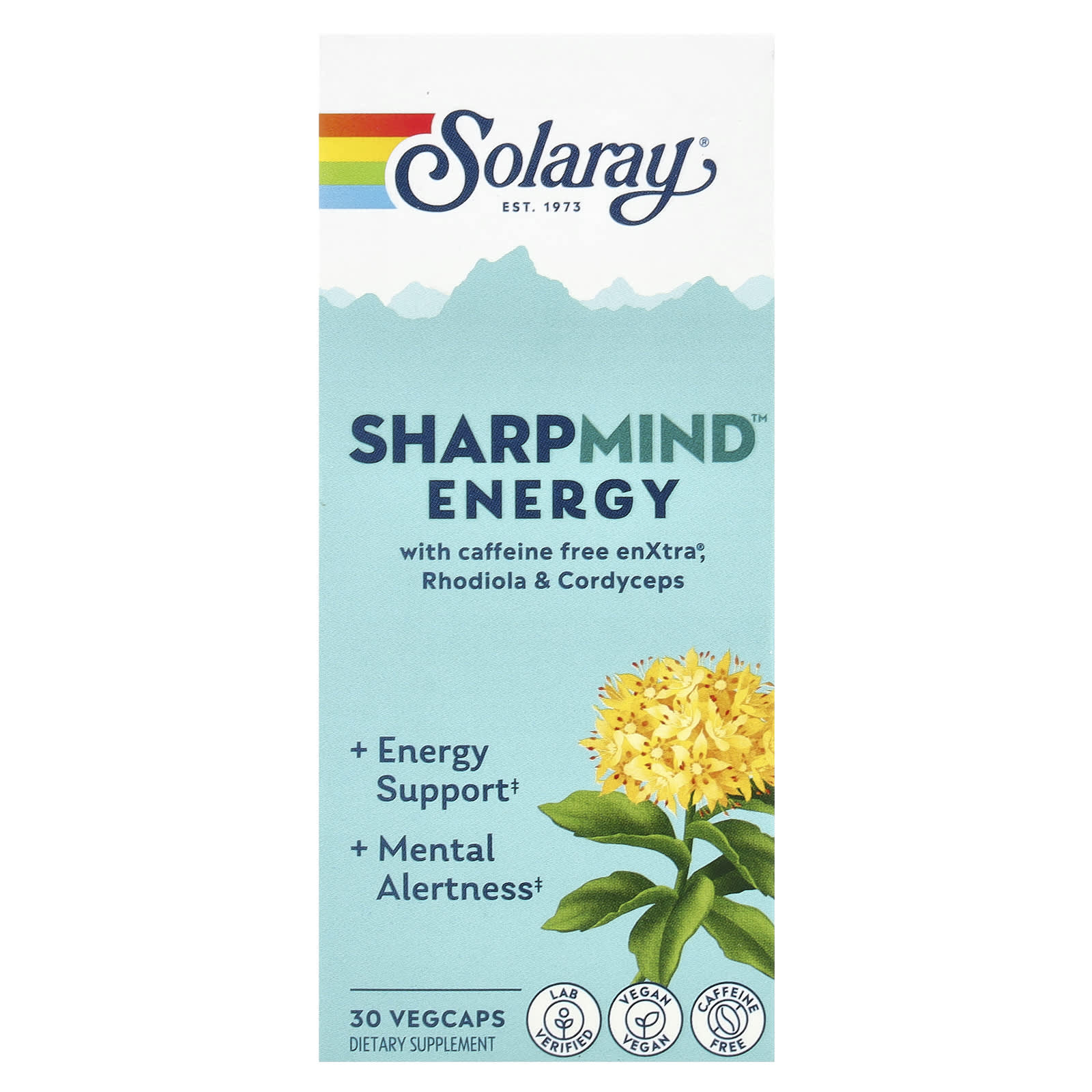 Solaray, SharpMind, Energy, 30 растительных капсул