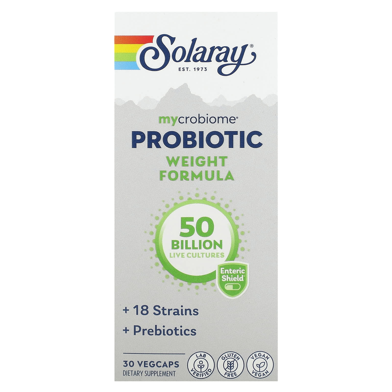 Solaray, Mycrobiome Probiotic Weight Formula, 50 млрд, 30 капсул с кишечным растительным экстрактом