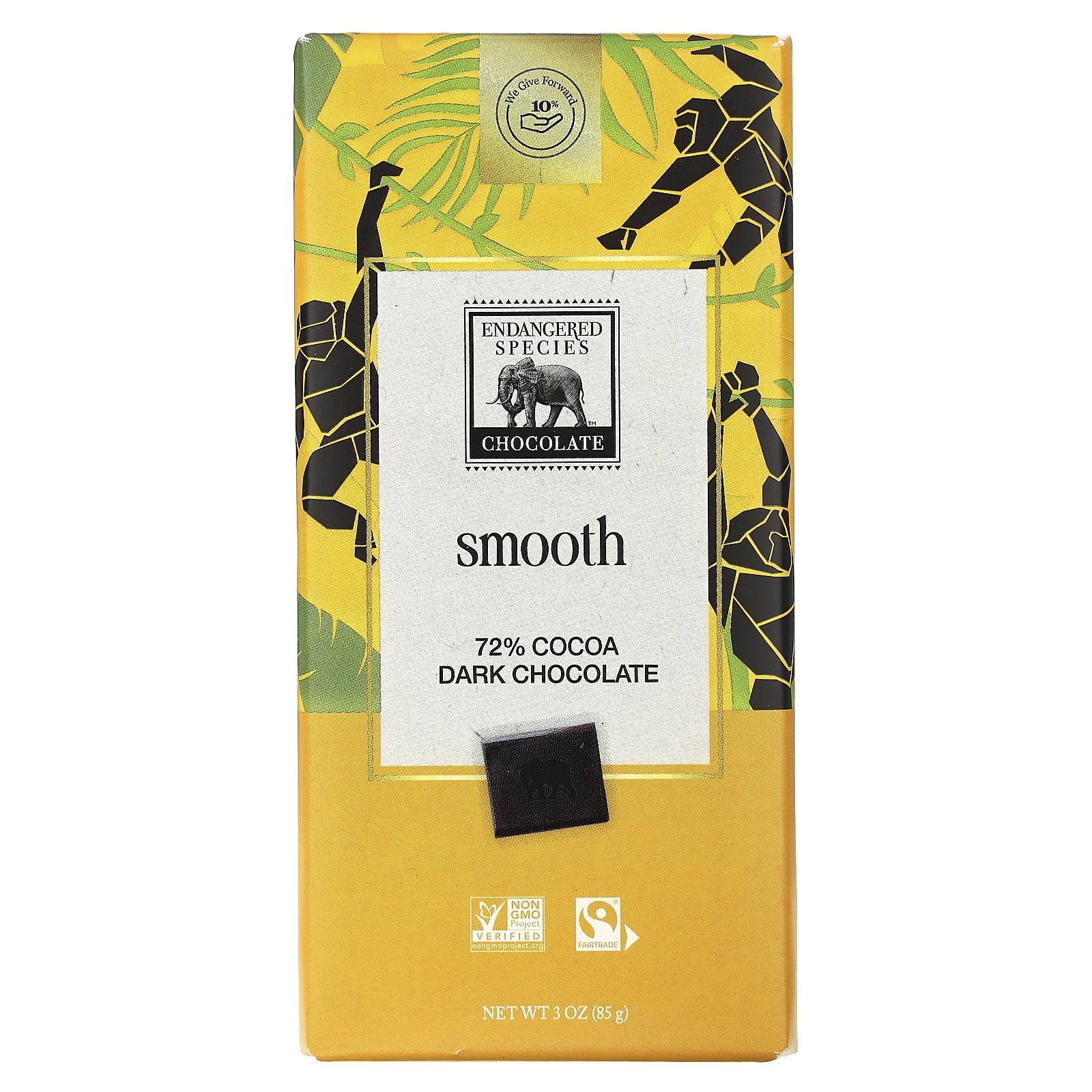 Endangered Species Chocolate, Темный шоколад Bold + Silky, 72% какао, 3 унции (85 г)