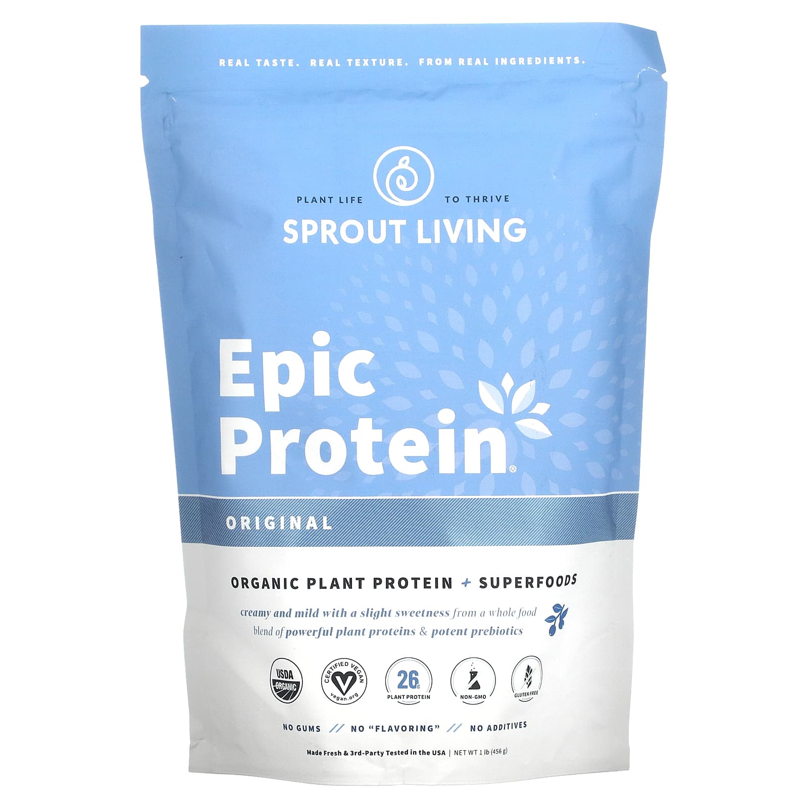 Sprout Living, Epic Protein, органический растительный протеин и суперфуды, классический вкус, 455 г (1 фунт)