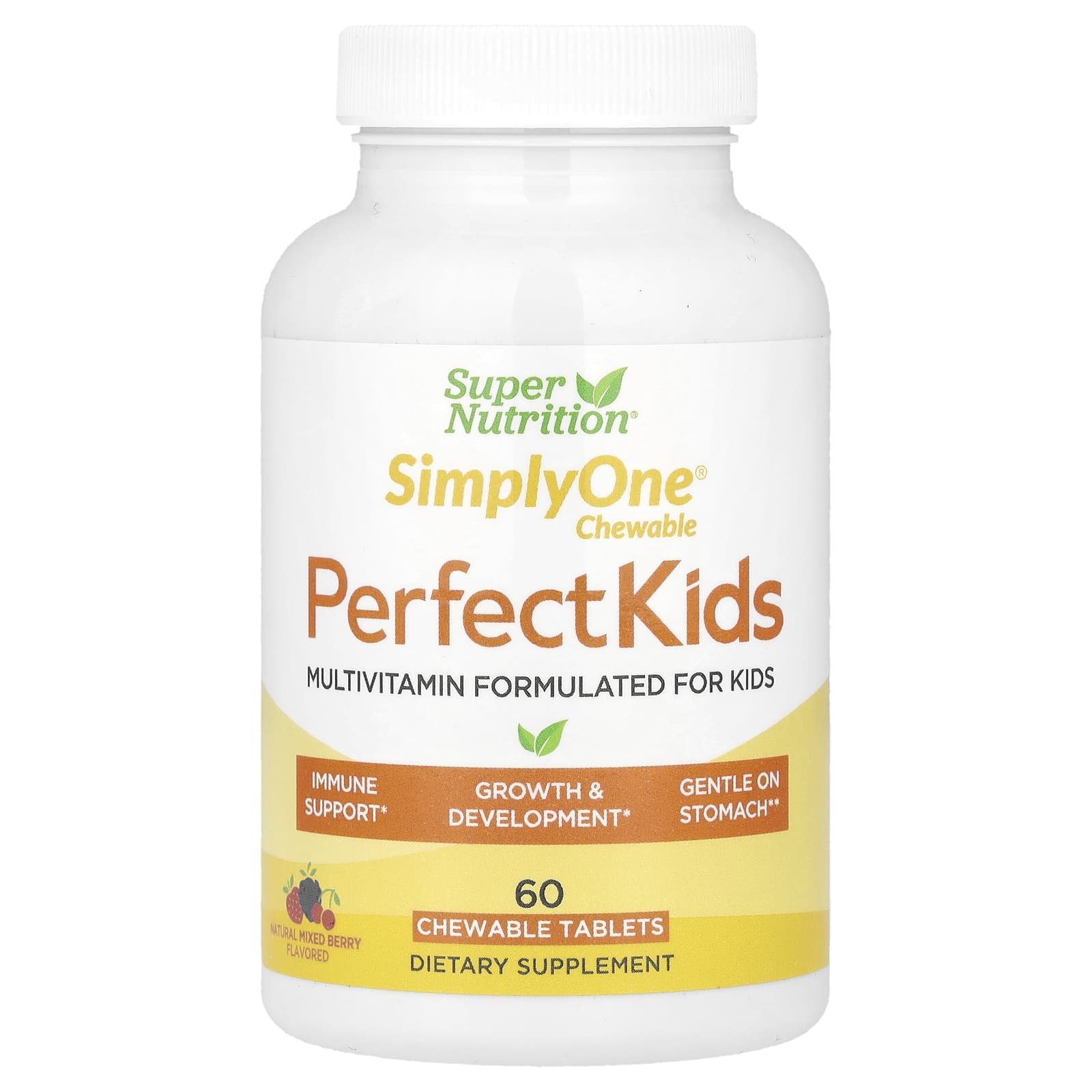 Super Nutrition Perfect Kids мультивитаминный комплекс для детей ягодный вкус 60 вегетарианских жевательных таблеток 2190₽