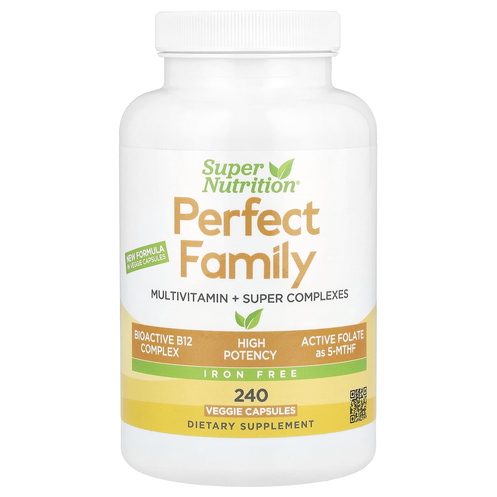 Super Nutrition, Perfect Family, мультивитамины и суперкомплексы для всей семьи, без железа, 240 растительных капсул