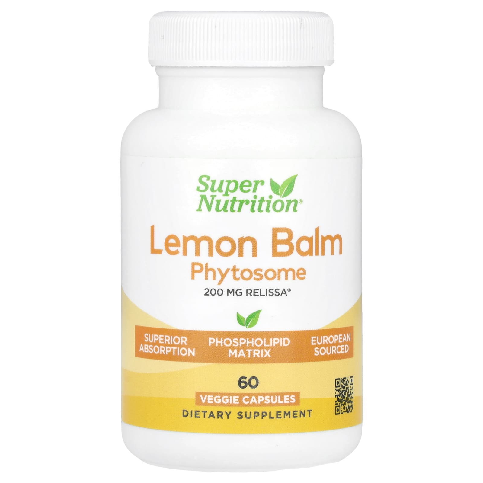 Super Nutrition, Lemon Balm Phytosome, 200 mg, 60 Veggie Capsules