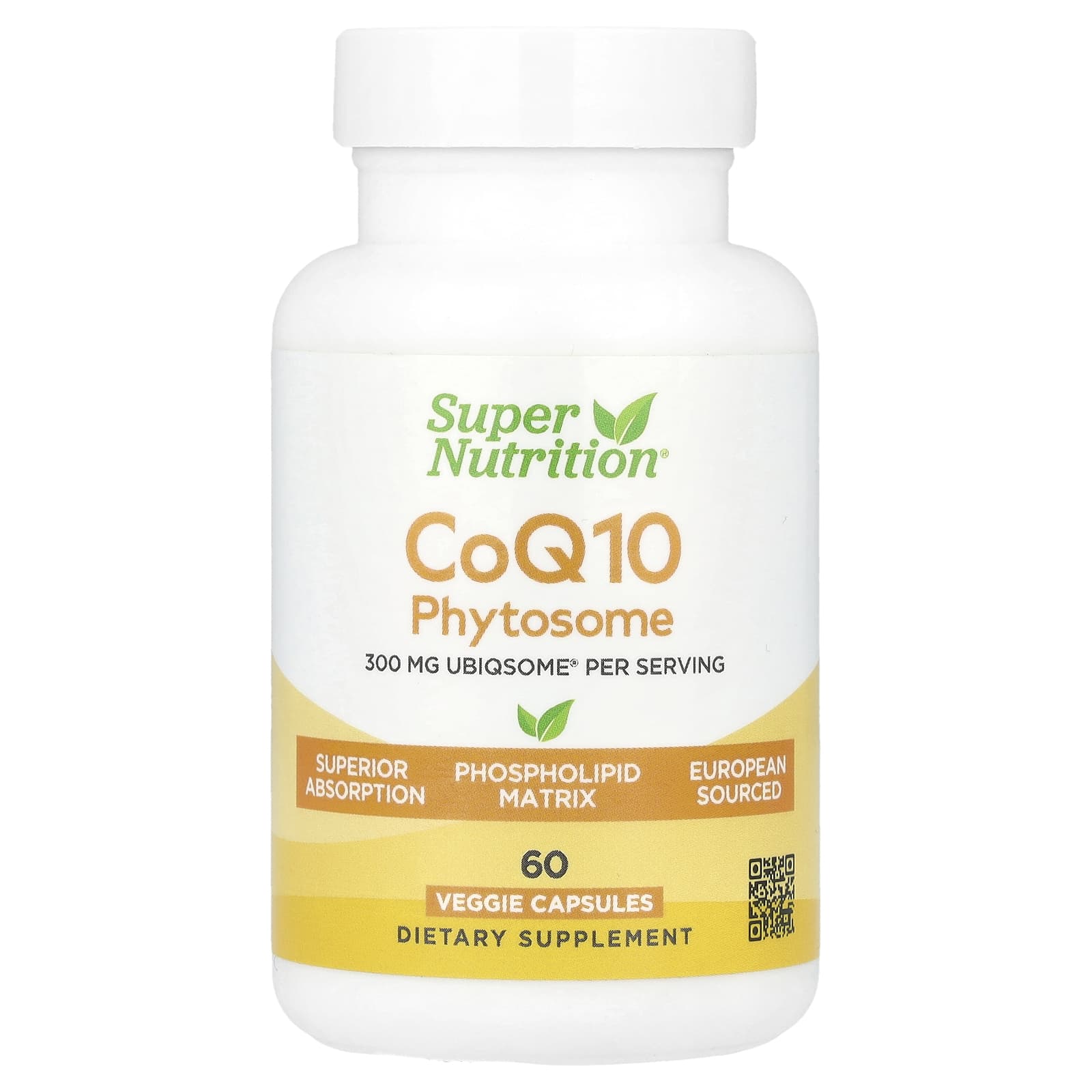 Super Nutrition, Фитосома коэнзима Q10, 300 мг, 60 растительных капсул