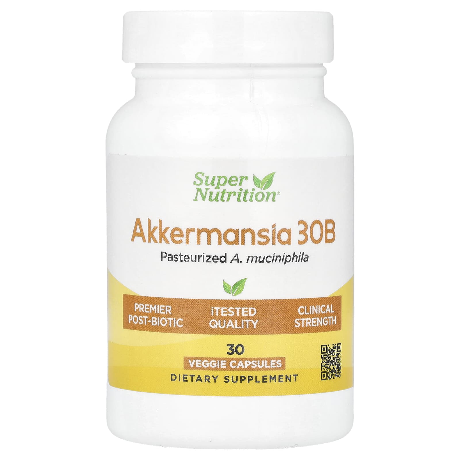 Super Nutrition, Akkermansia 30B, пастеризованная A. Muciniphila, 30 растительных капсул