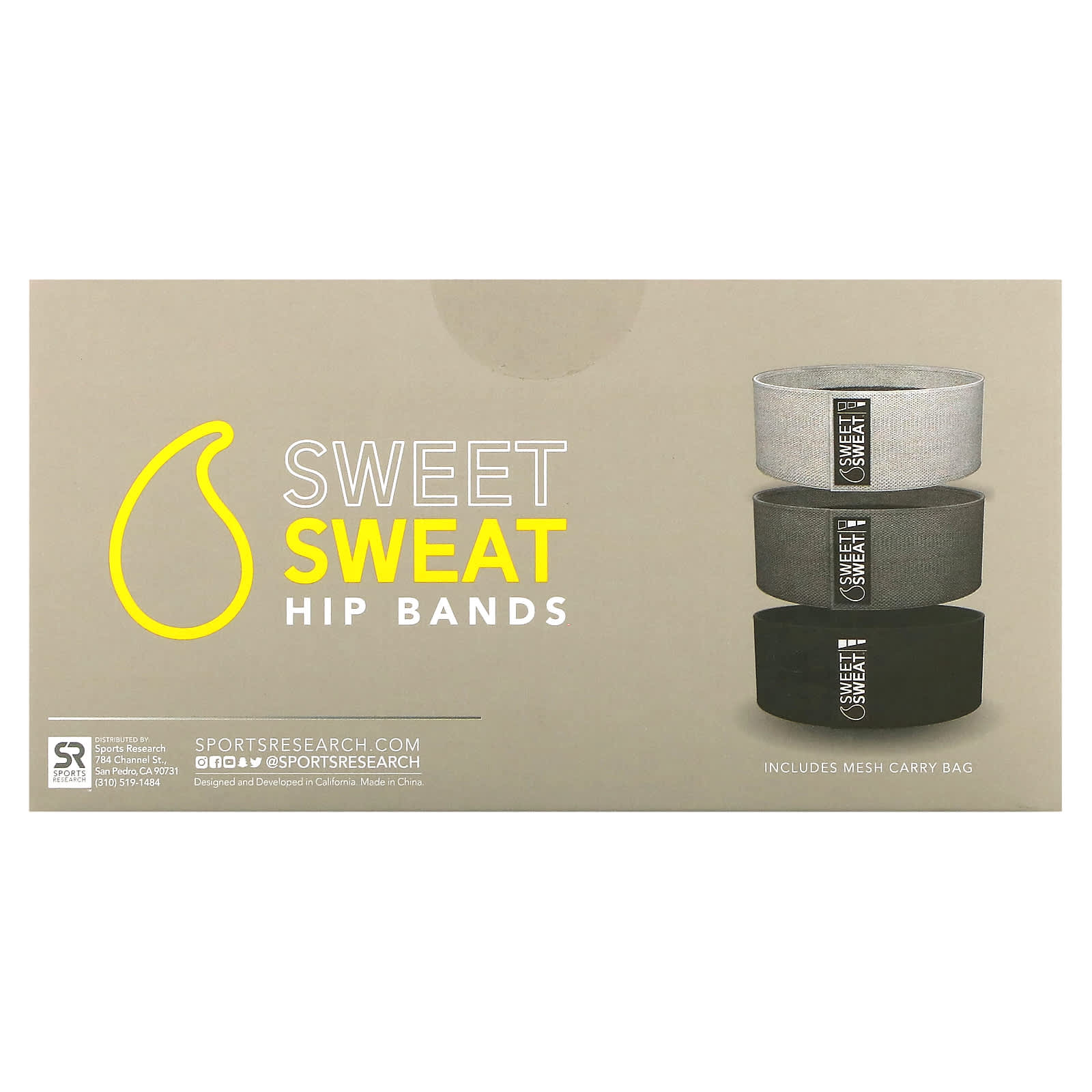 Sports Research, Набедренные повязки Sweet Sweat, серые, 3 ремешка