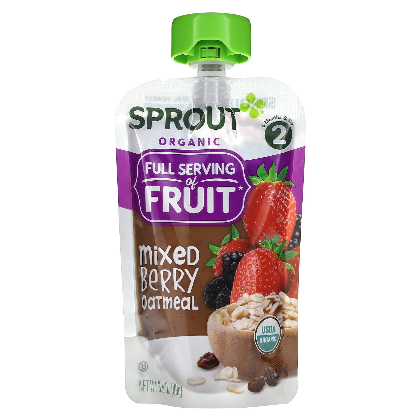 Sprout Organics, Детское питание, от 6 месяцев и старше, ягодная овсянка, 3,5 унции (99 г)