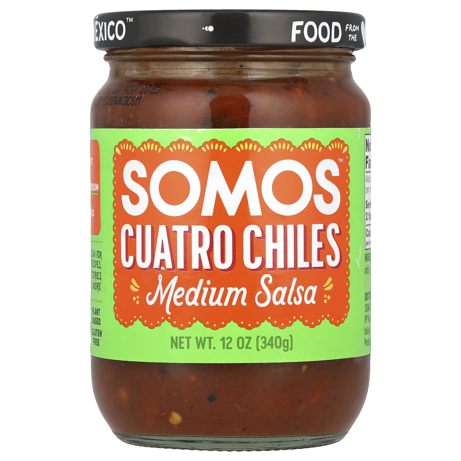 Somos, Cuatro Chiles Salsa, средняя, 340 г (12 унций)