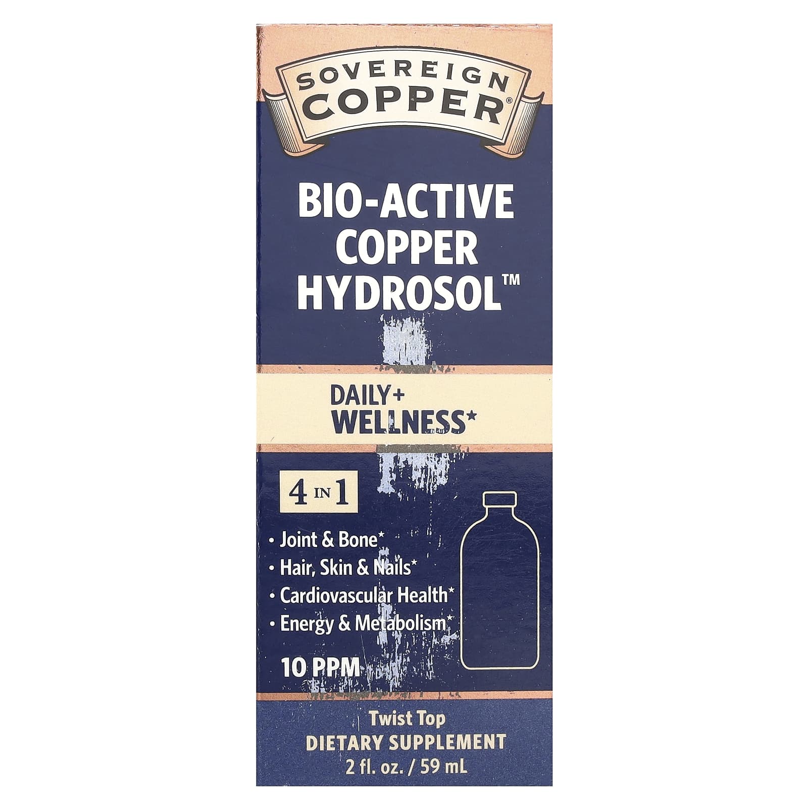 Sovereign Silver, Bio-Active Copper Hydrosol, гидрозоль меди10 част./млн, 59 мл (2 жидк. унции)