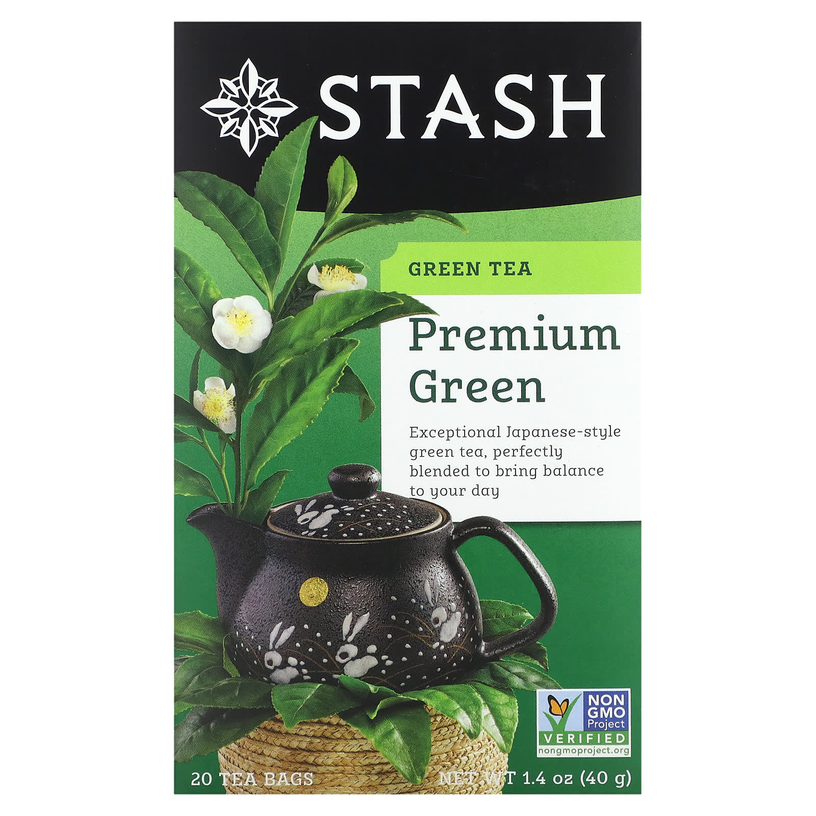 Stash Tea, Green Tea, Green Tea, Premium Green, 20 чайных пакетиков, 40 г (1,4 унции)