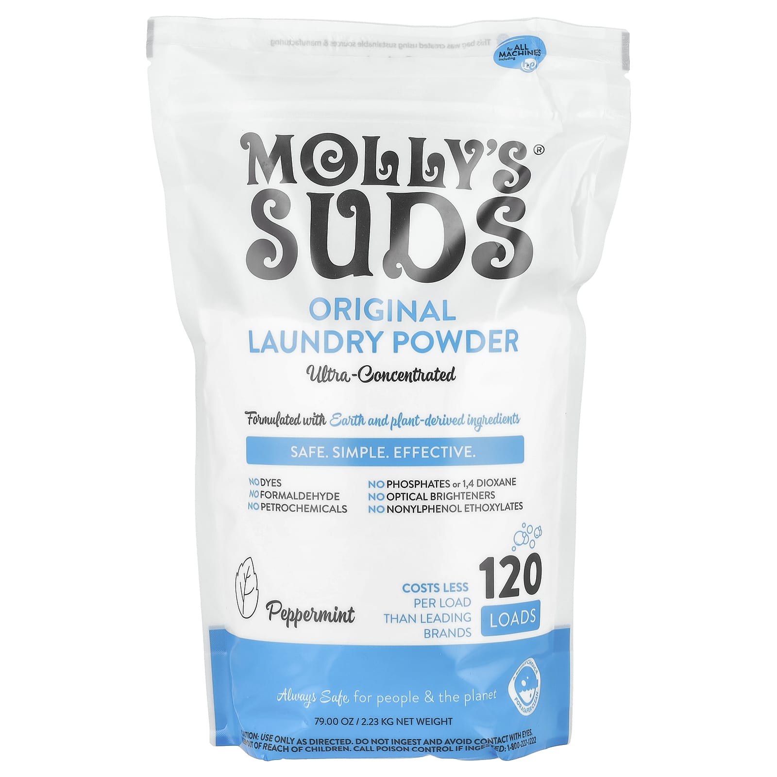 Molly's Suds, Оригинальный стиральный порошок, перечная мята, 2,23 кг (79 унций)