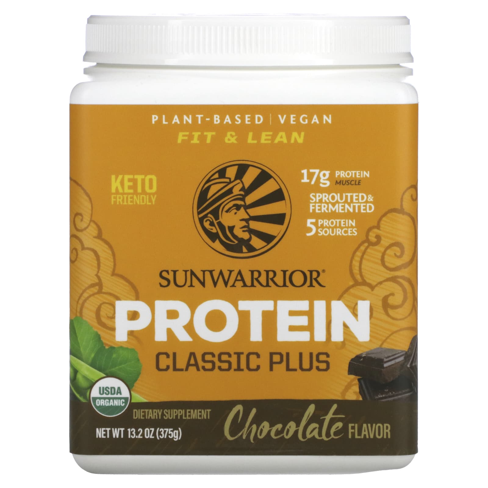 Sunwarrior Classic Plus Protein органический продукт на растительной основе шоколад 132 унц 375 г 5290₽