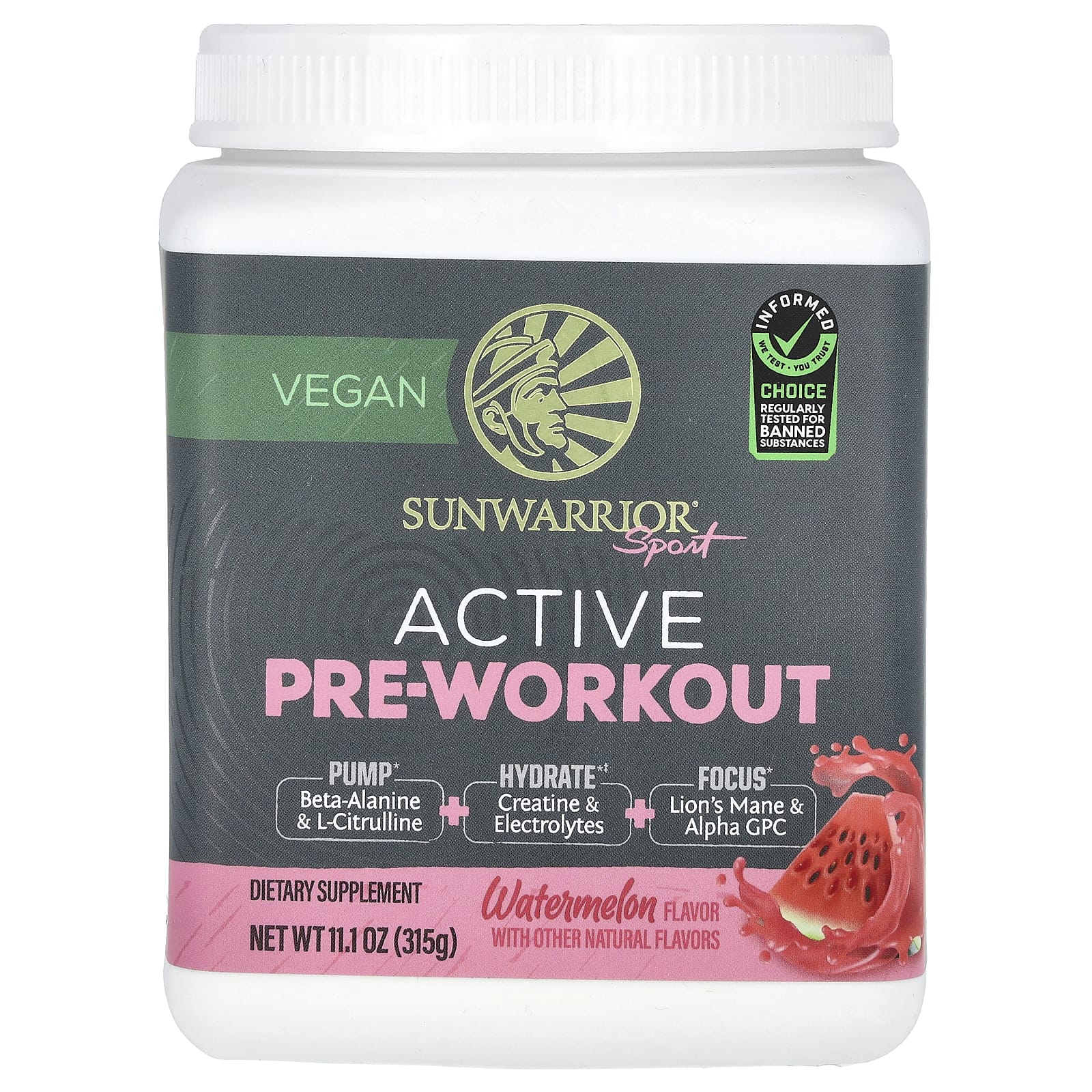 Sunwarrior, Sport, активный прием перед тренировкой, арбуз, 315 г (11,1 унции)