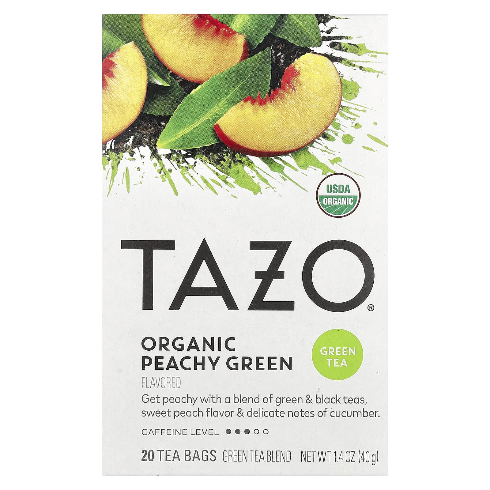 Tazo Teas Органический зеленый чай персиково-зеленый 20 чайных пакетиков 40 г 14 унции 1690₽
