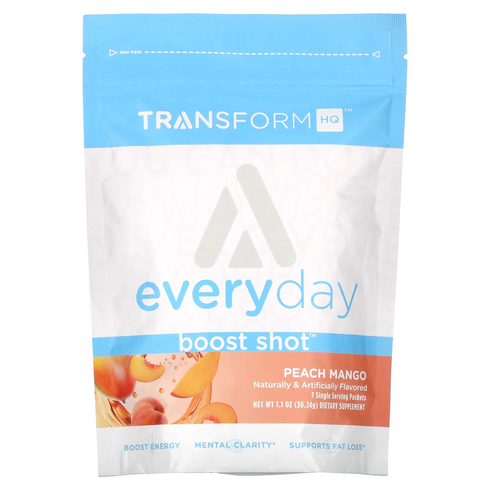 TransformHQ, Everyday, Boost Shot, персик и манго, 30,24 г (1,1 унции)