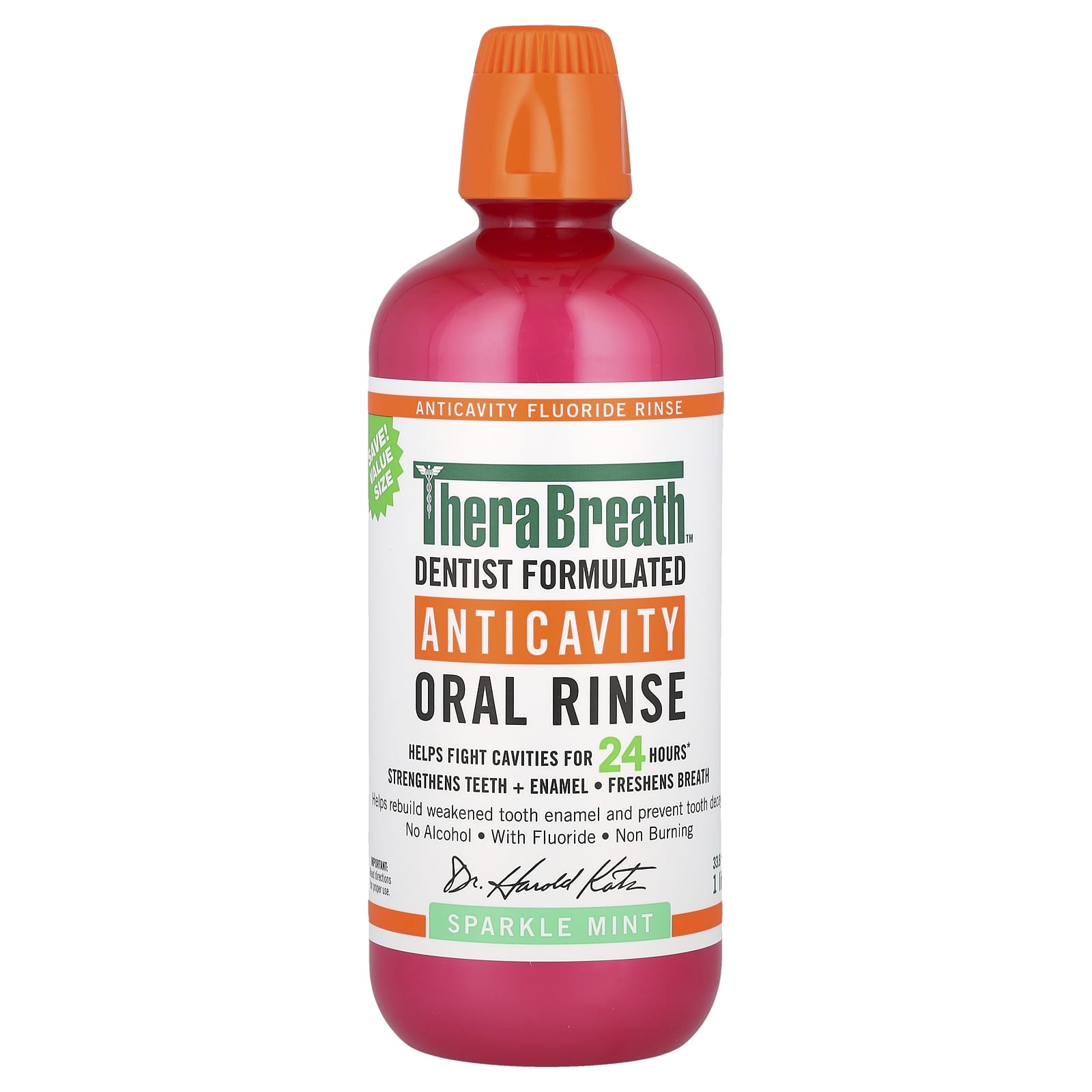 TheraBreath, Ополаскиватель для полости рта Anticavity, со вкусом мяты, 1 л (33,8 жидк. Унции)