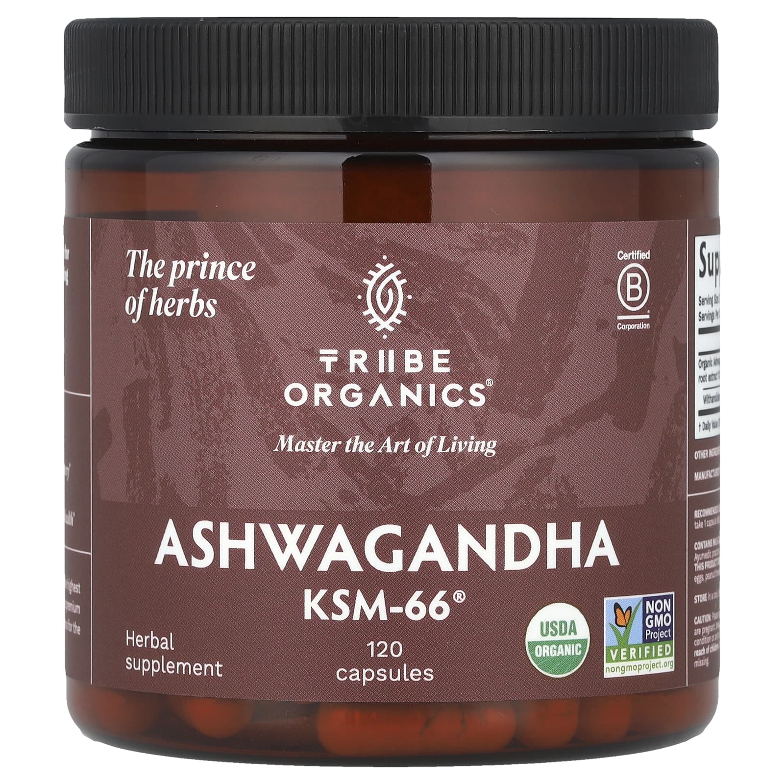 Tribe Organics, Ашваганда KSM-66®, 120 капсул