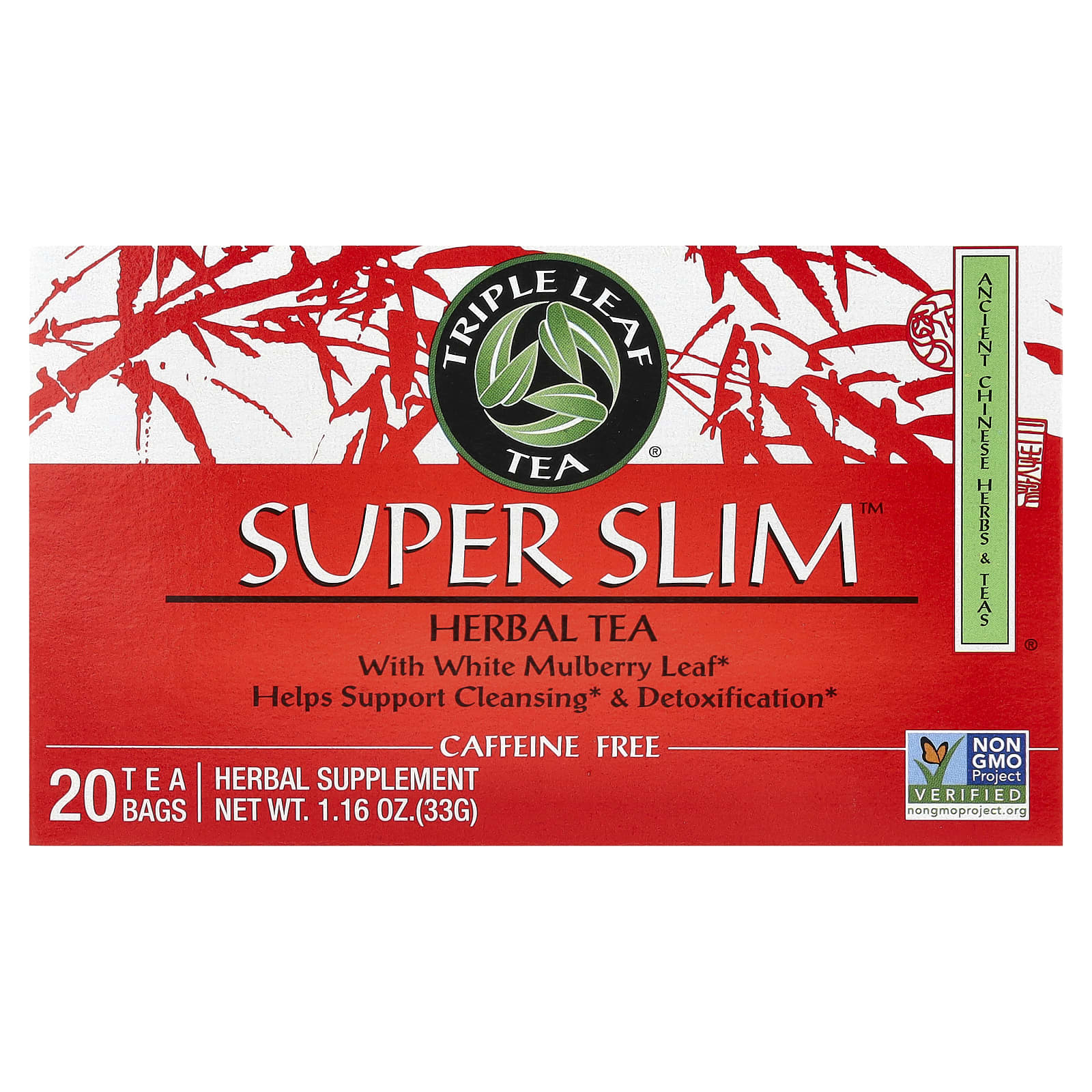 Triple Leaf Tea, Super Slim, травяной чай, без кофеина, 20 чайных пакетиков, 33 г (1,6 унции)