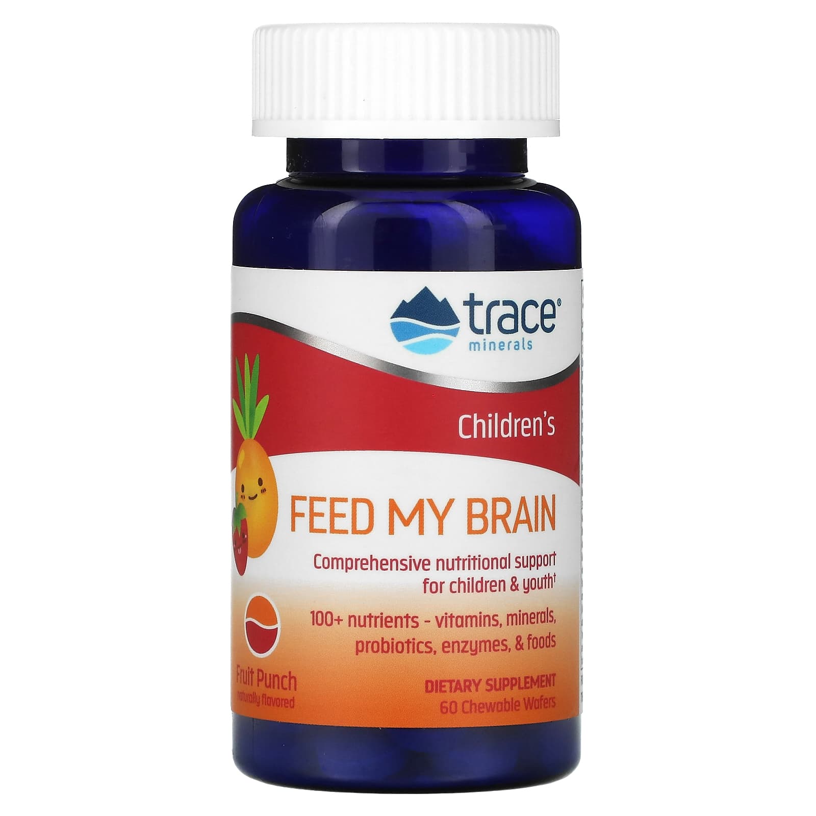 Trace, Feed My Brain, для детей, со вкусом фруктового пунша, 60 жевательных вафель