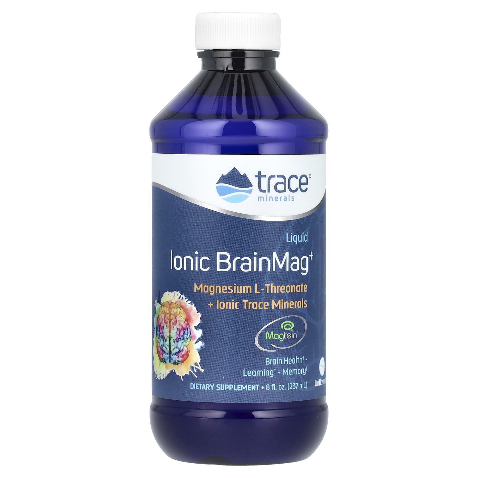 Trace Minerals ®, Жидкий ионный BrainMag +, без добавок, 237 мл (8 жидк. Унций)