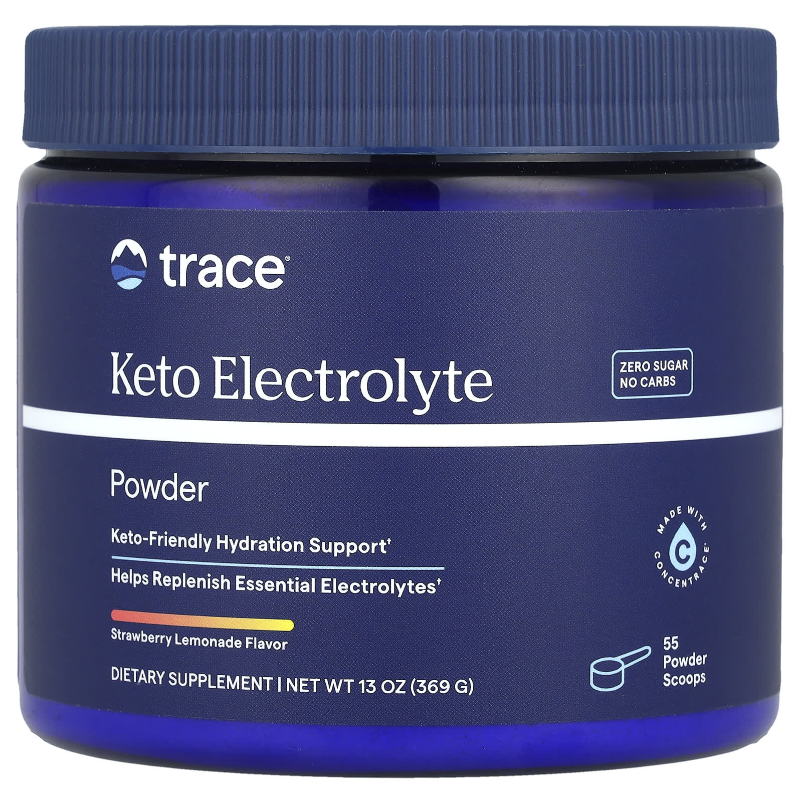 Trace, Keto Electrolyte Powder, клубничный лимонад, 369 г (13 унций)