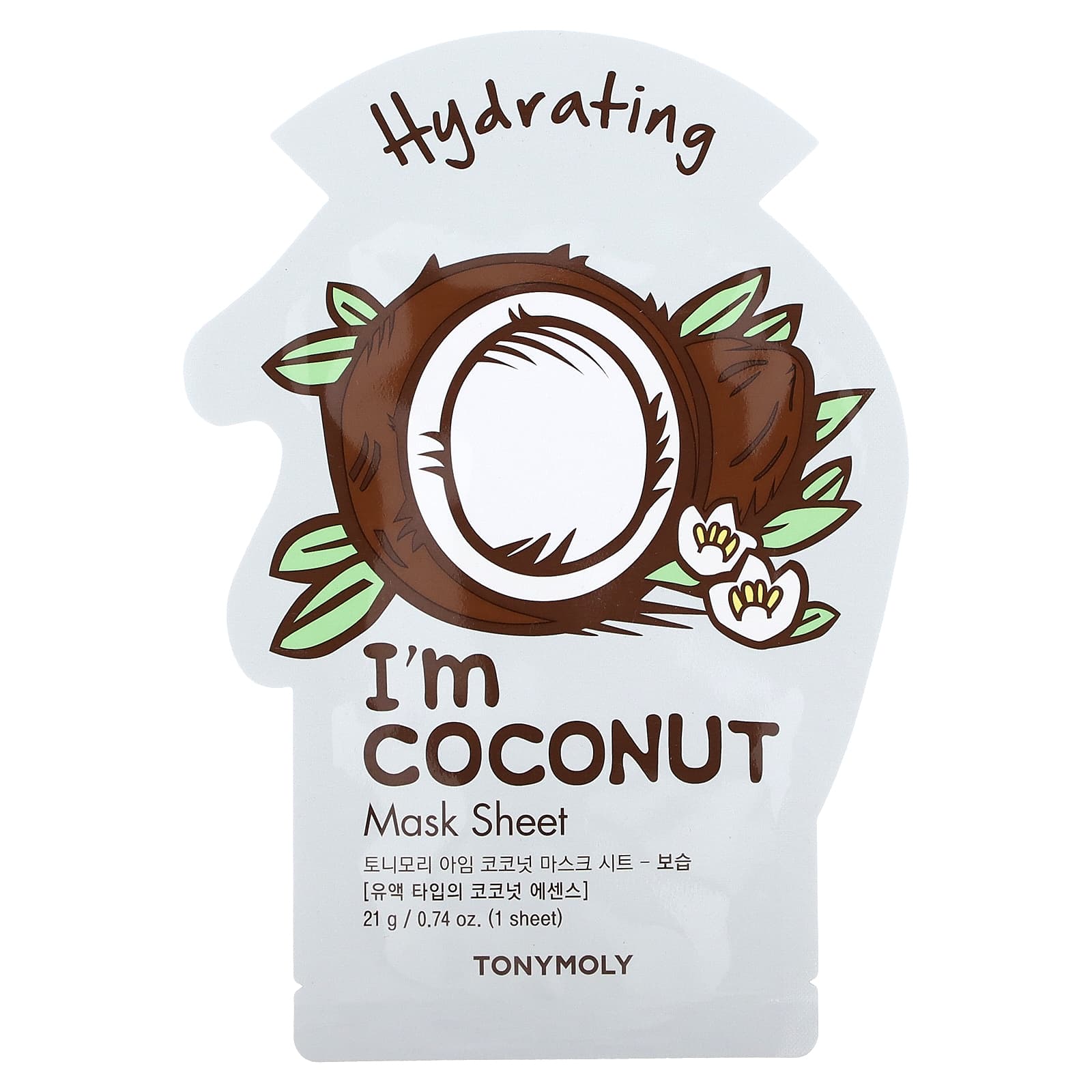 TonyMoly, I'm Coconut,увлажняющая тканевая маска, 1 шт., 21 г (0,74 унции)