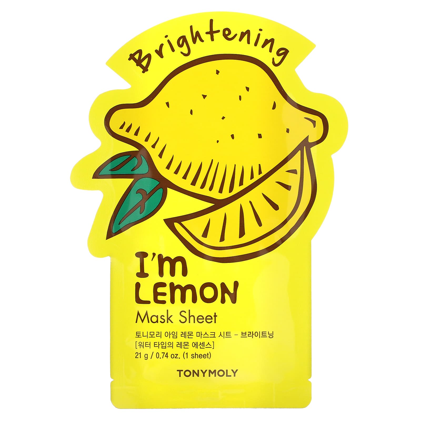 TonyMoly, I'm Lemon, осветляющая тканевая маска, 1 шт., 21 г (0,74 унции)