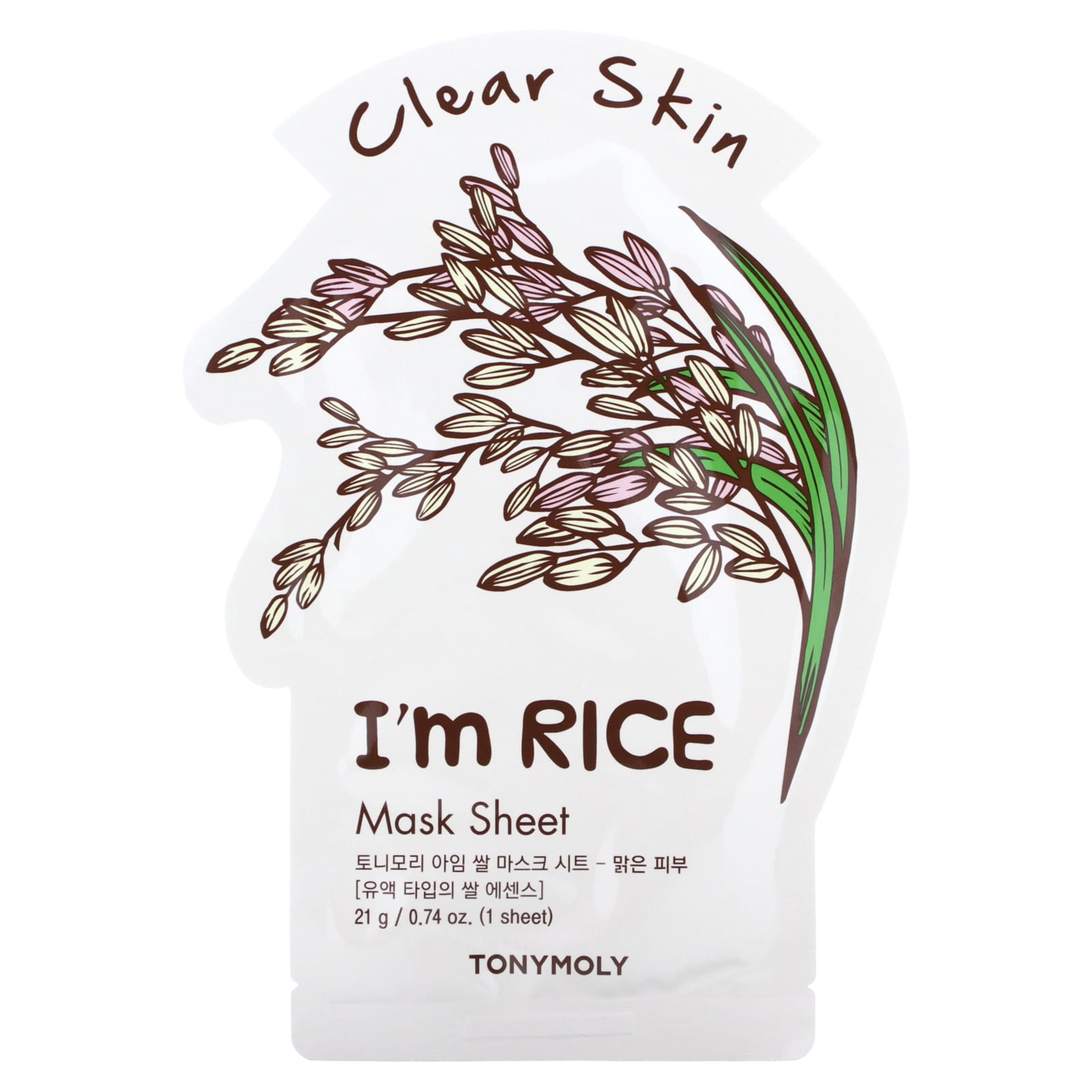 TonyMoly, I'm Rice, тканевая маска для чистой кожи, 1 шт., 21 г (0,74 унции)