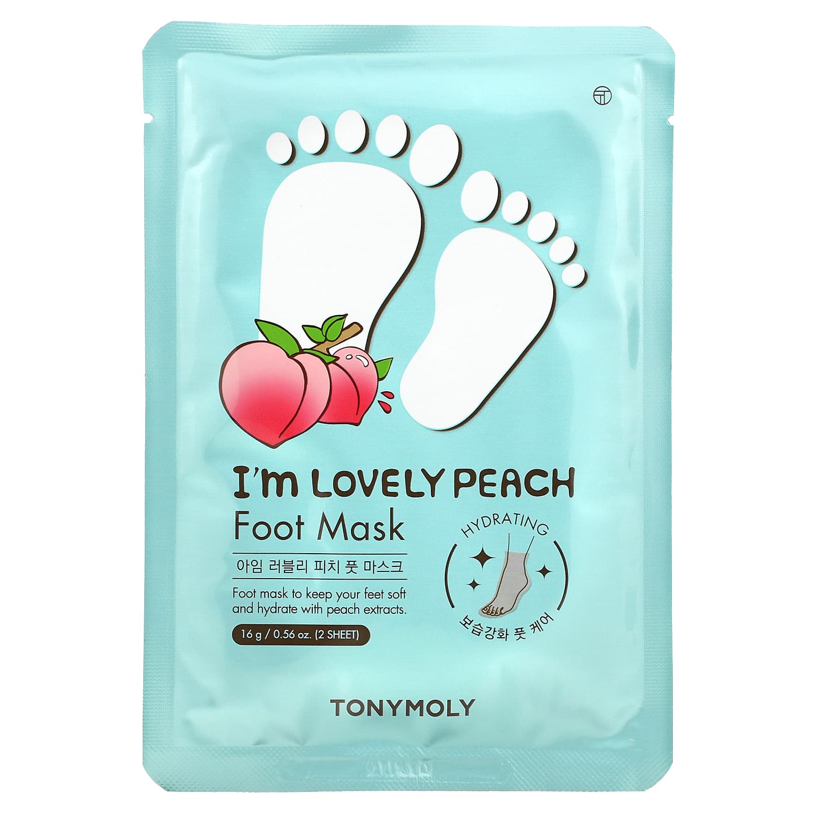 TonyMoly, I'm Lovely Peach, маска для ног, 2 шт., 16 г (0,56 унции)