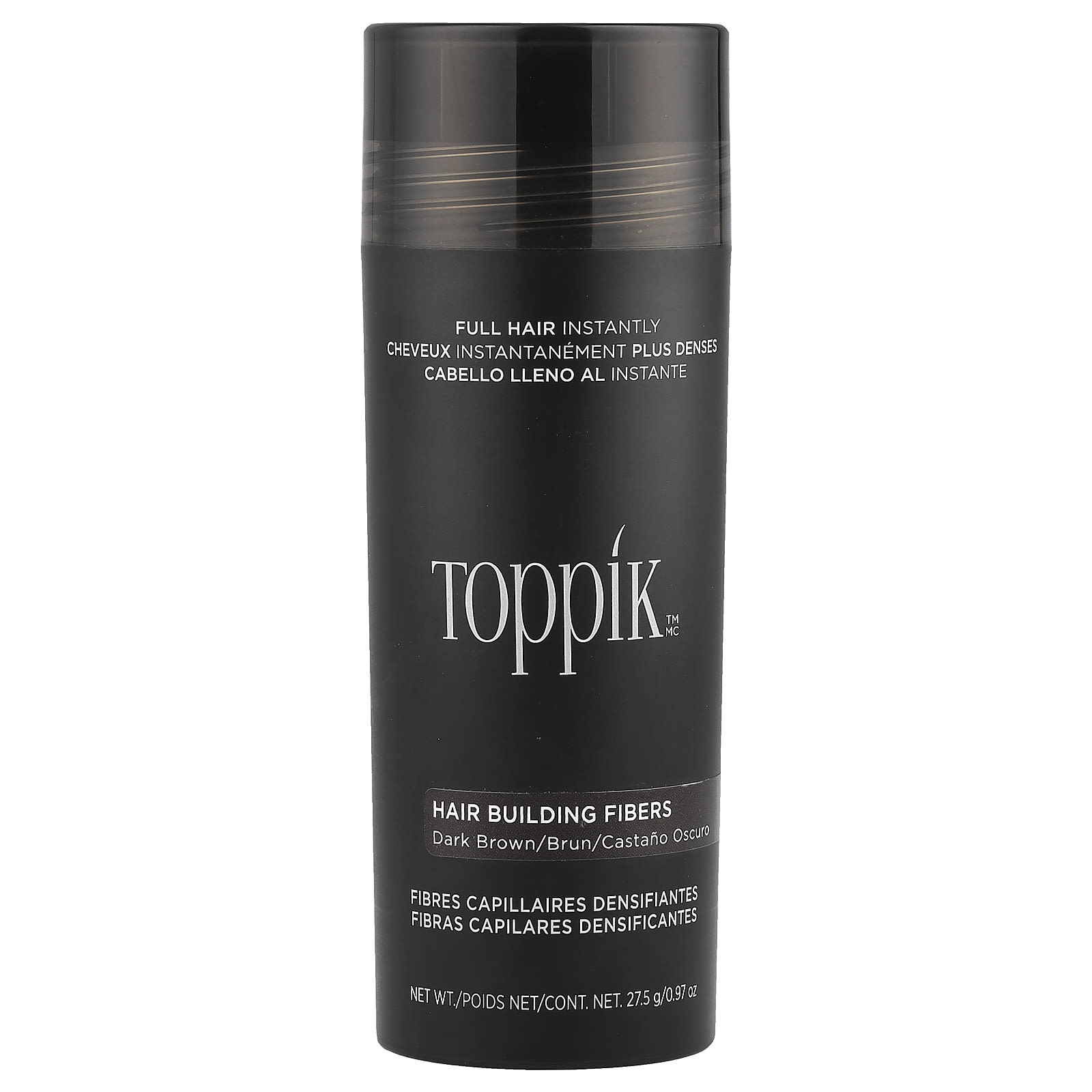 Toppik, Hair Building Fibers, загуститель для волос, оттенок темно-коричневый, 27,5 г (0,97 унции)