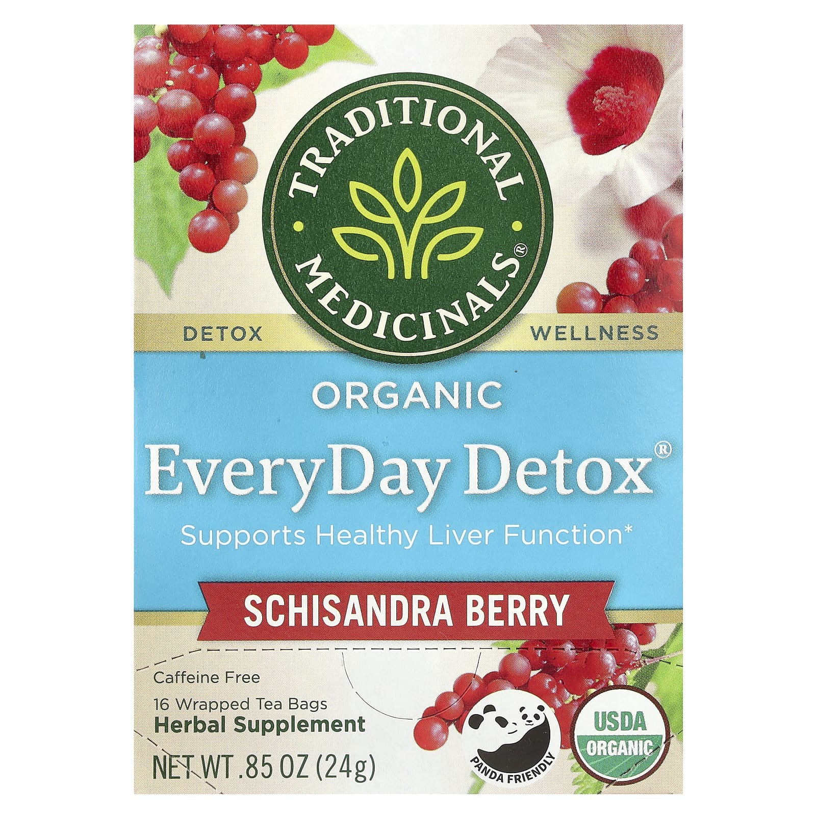 Traditional Medicinals Organic EveryDay Detox без кофеина лимонник 16 чайных пакетиков в упаковке 24 г 085 унции 1890₽