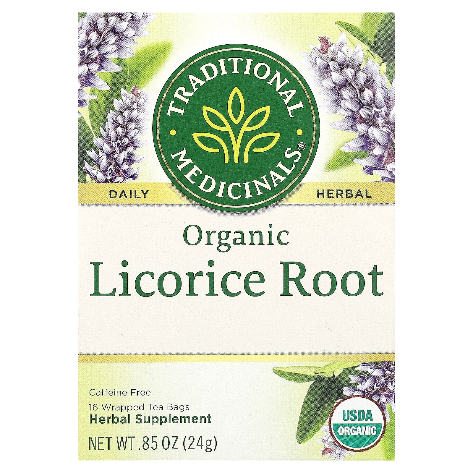 Traditional Medicinals, органический корень солодки, без кофеина, 16 чайных пакетиков, 24 г (0,85 унции)