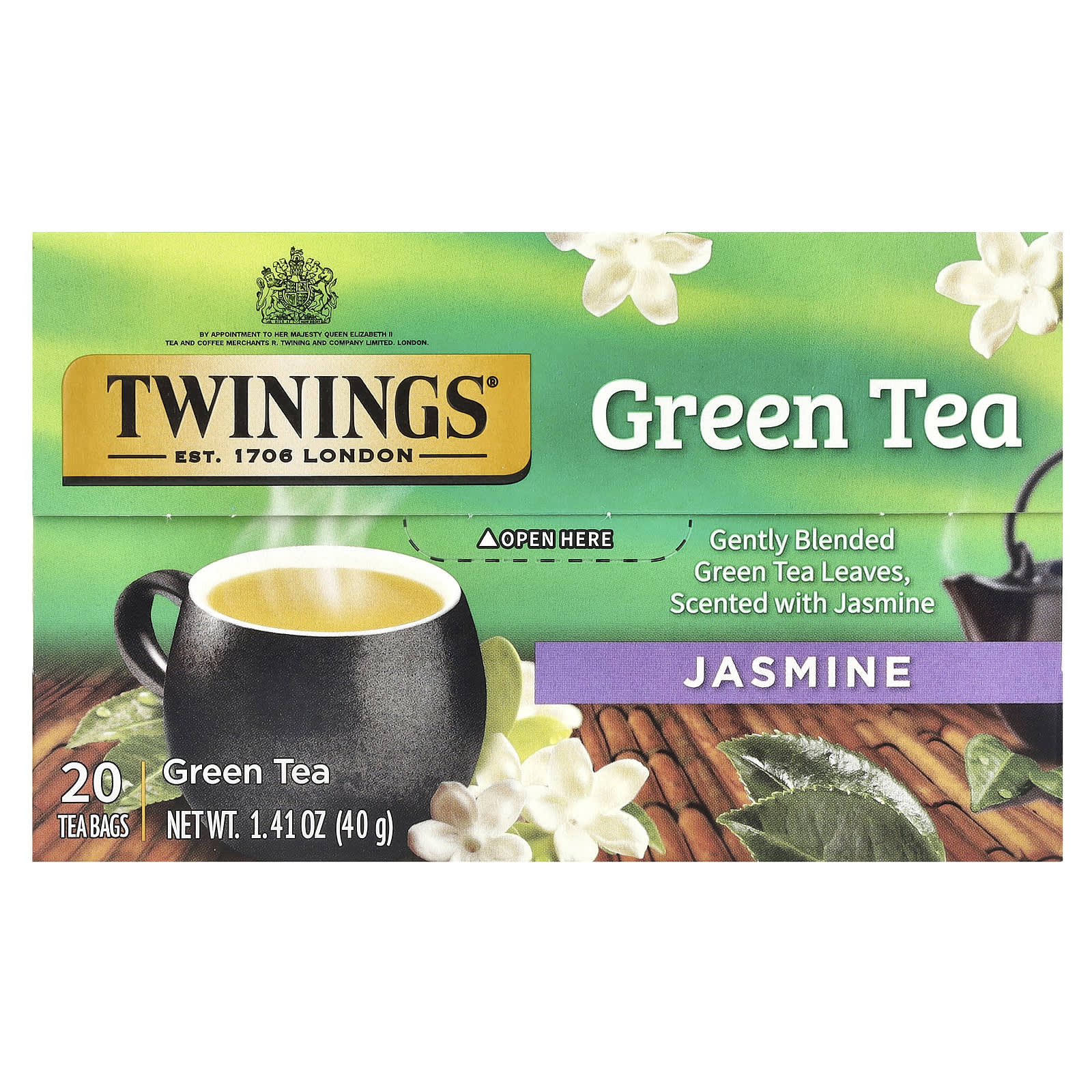 Twinings Зеленый чай жасмин 20 чайных пакетиков 40 г 141 унции 1690₽