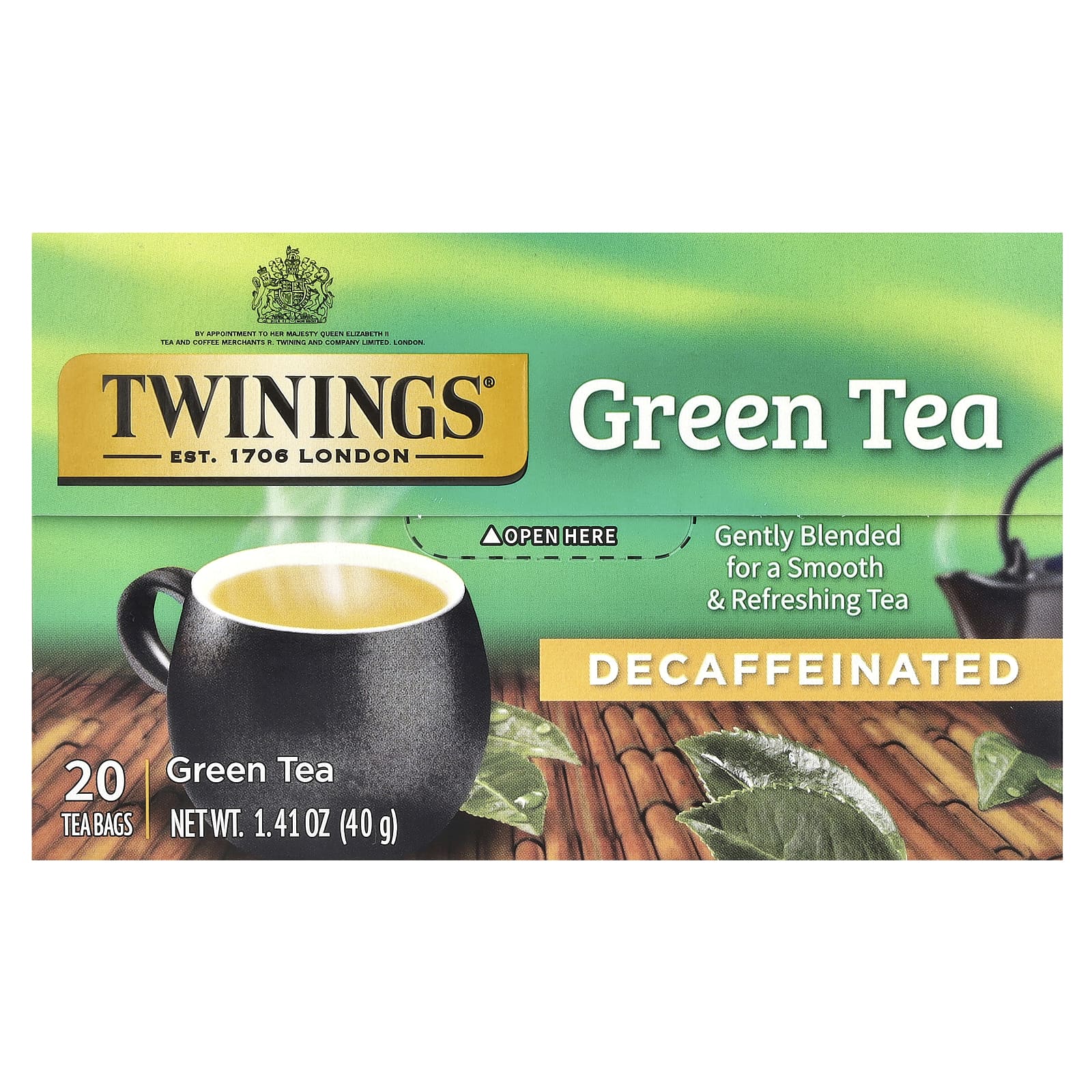 Twinings зелёный чай без кофеина 20 чайных пакетиков 40 г 141 унции 1690₽