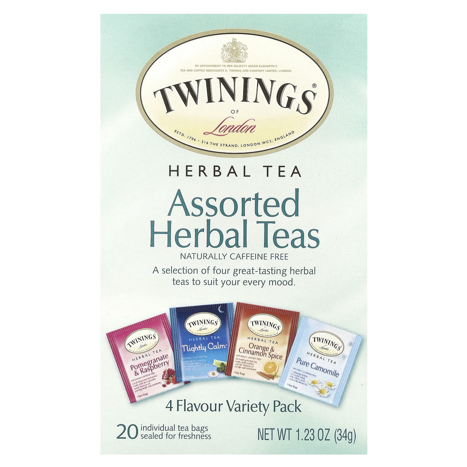 Twinings Ассорти из травяных чаев смешанный набор без кофеина 20 чайных пакетиков 34 г 123 унции 1690₽