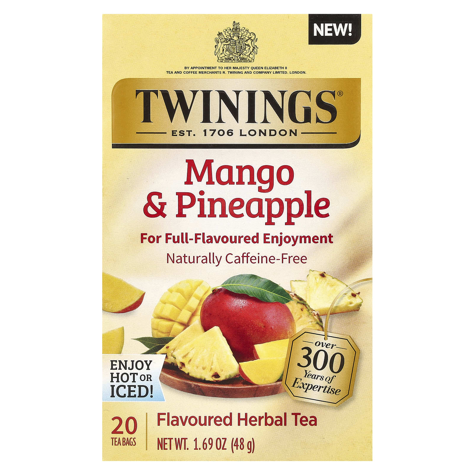 Twinings Травяной чай манго и ананас без кофеина 20 чайных пакетиков 48 г 169 унции 1590₽