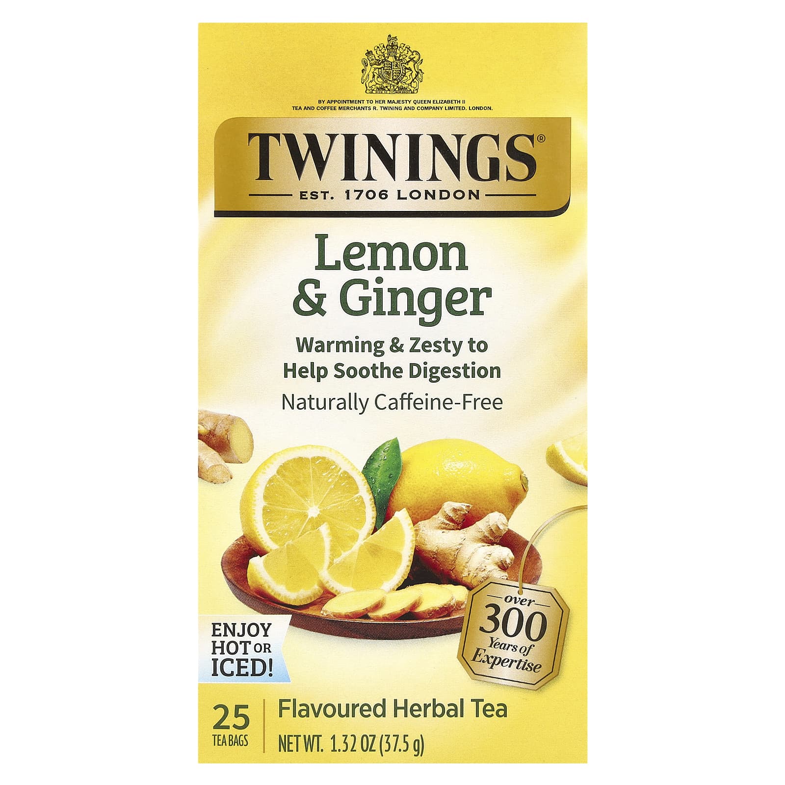 Twinings травяной чай без кофеина лимон и имбирь 25 пакетиков 132 унции 375 г 1790₽