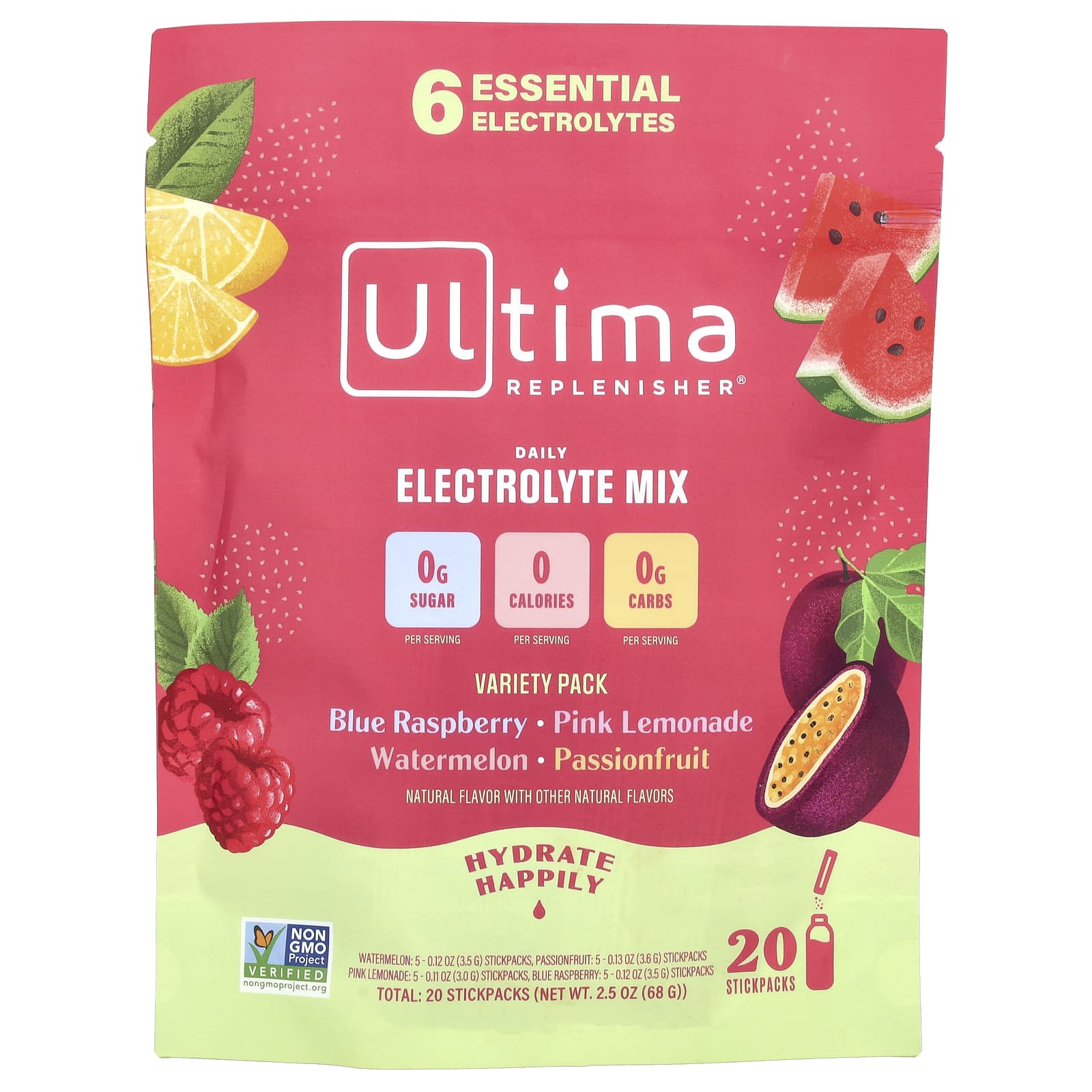 Ultima Replenisher 6 незаменимых электролитов ежедневная смесь электролитов разнообразный набор 20 стиков 4190₽