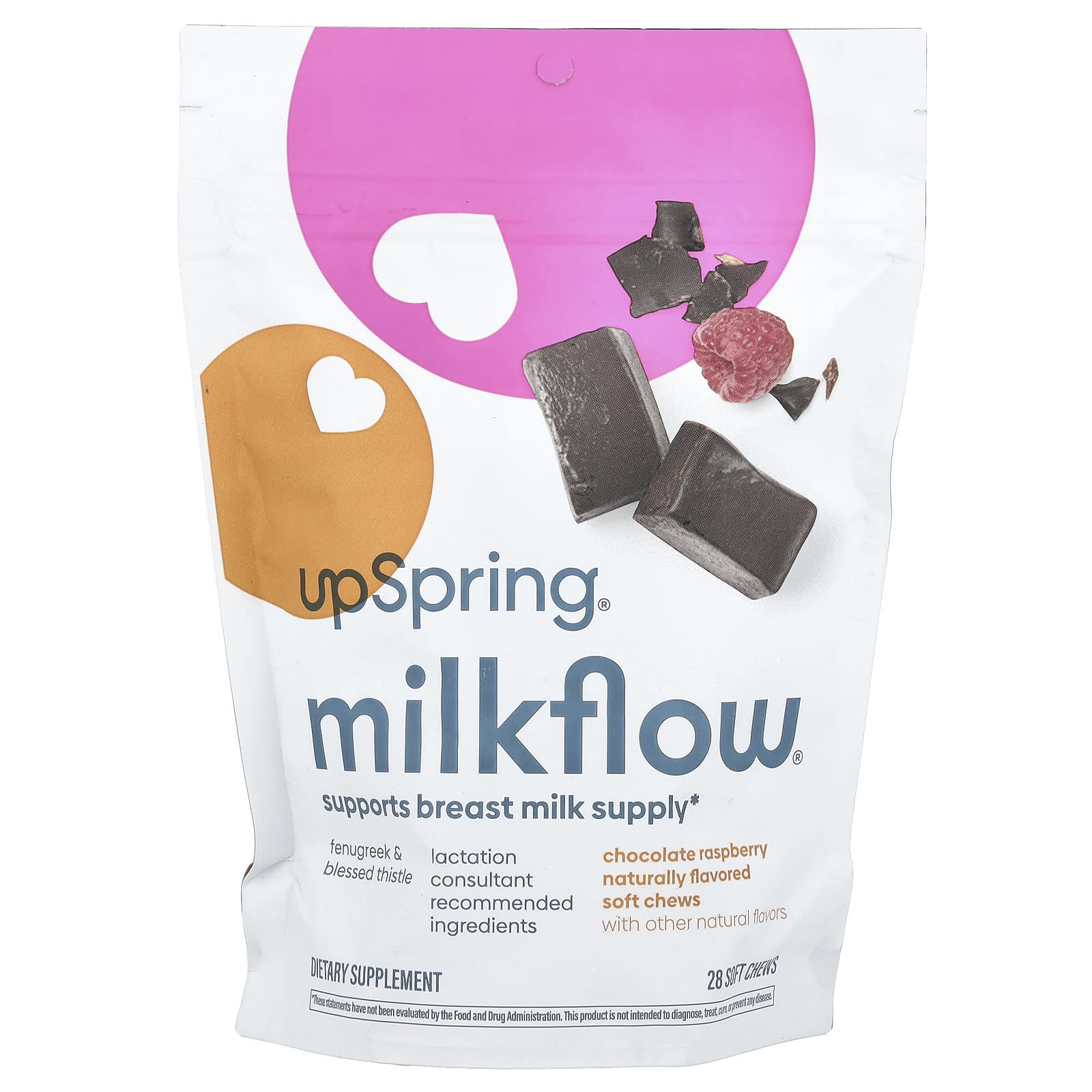 UpSpring, Milkflow®, шоколадная малина, 28 жевательных таблеток