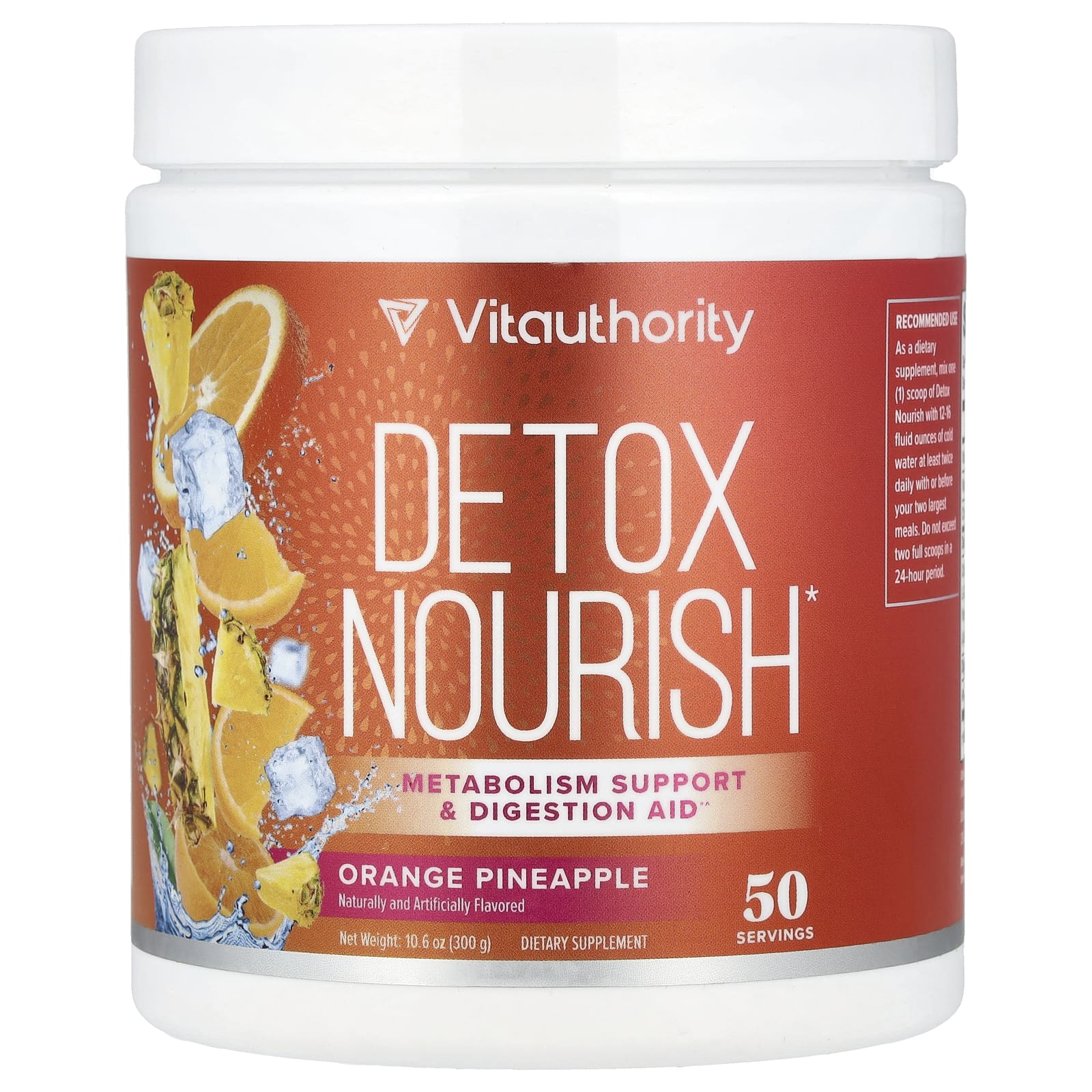 Vitauthority, Detox Nourish, апельсин и ананас, 300 г (10,6 унции)