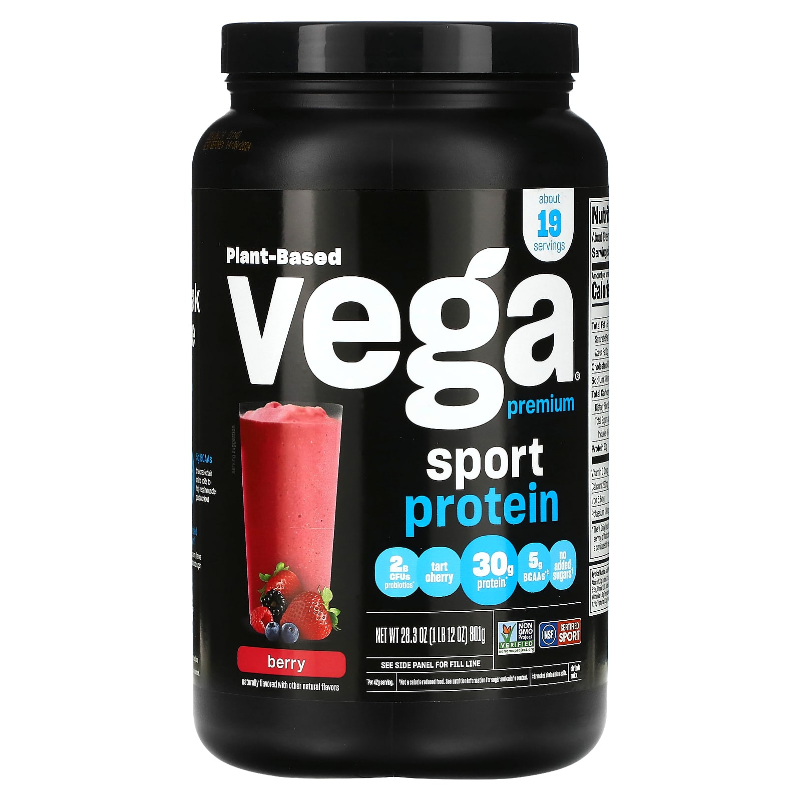 Vega, Sport Performance, протеиновый порошок, ягодный вкус, 801 г (28,3 унции)