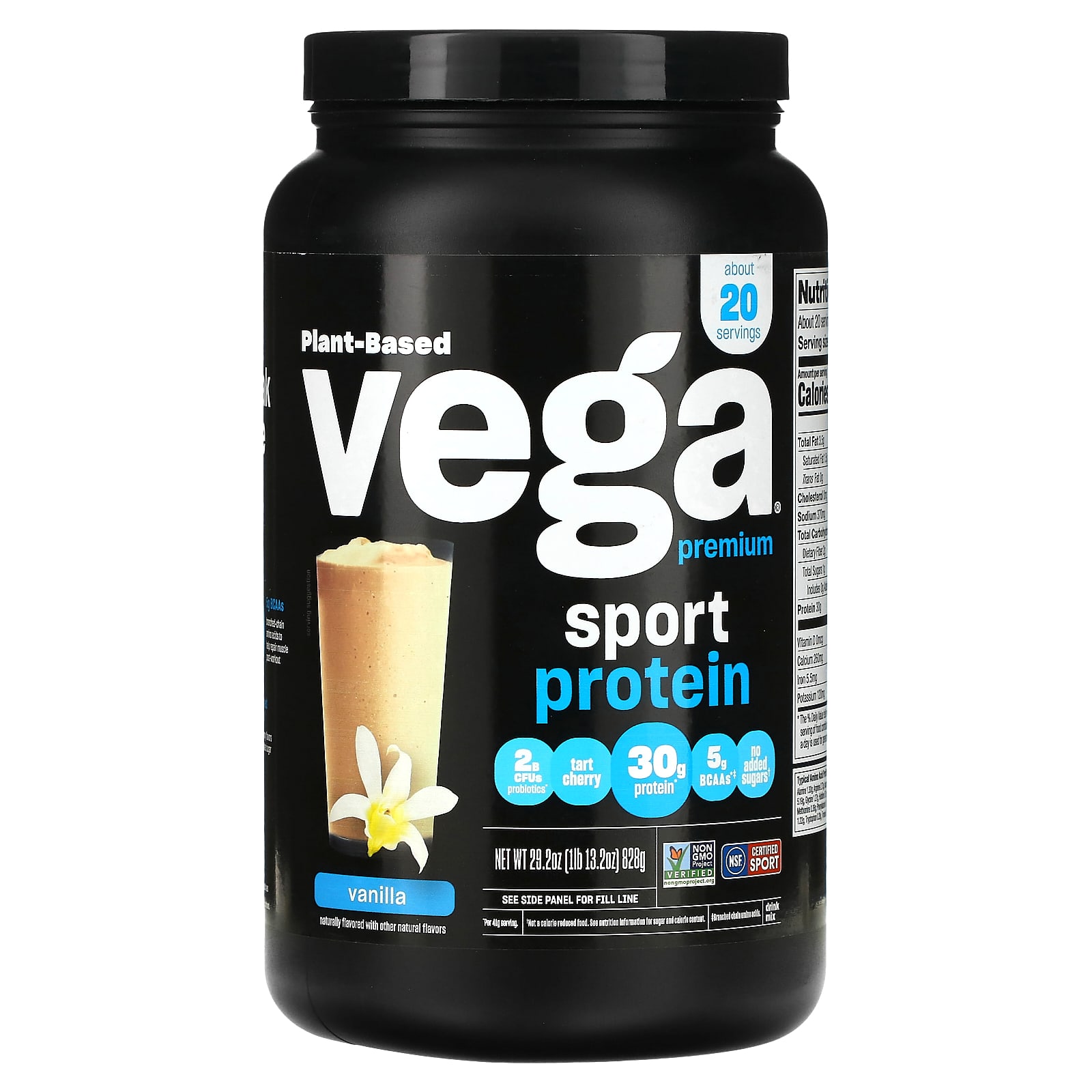 Vega, Sport, протеиновый порошок, со вкусом ванили, 828 г (29,2 унции)