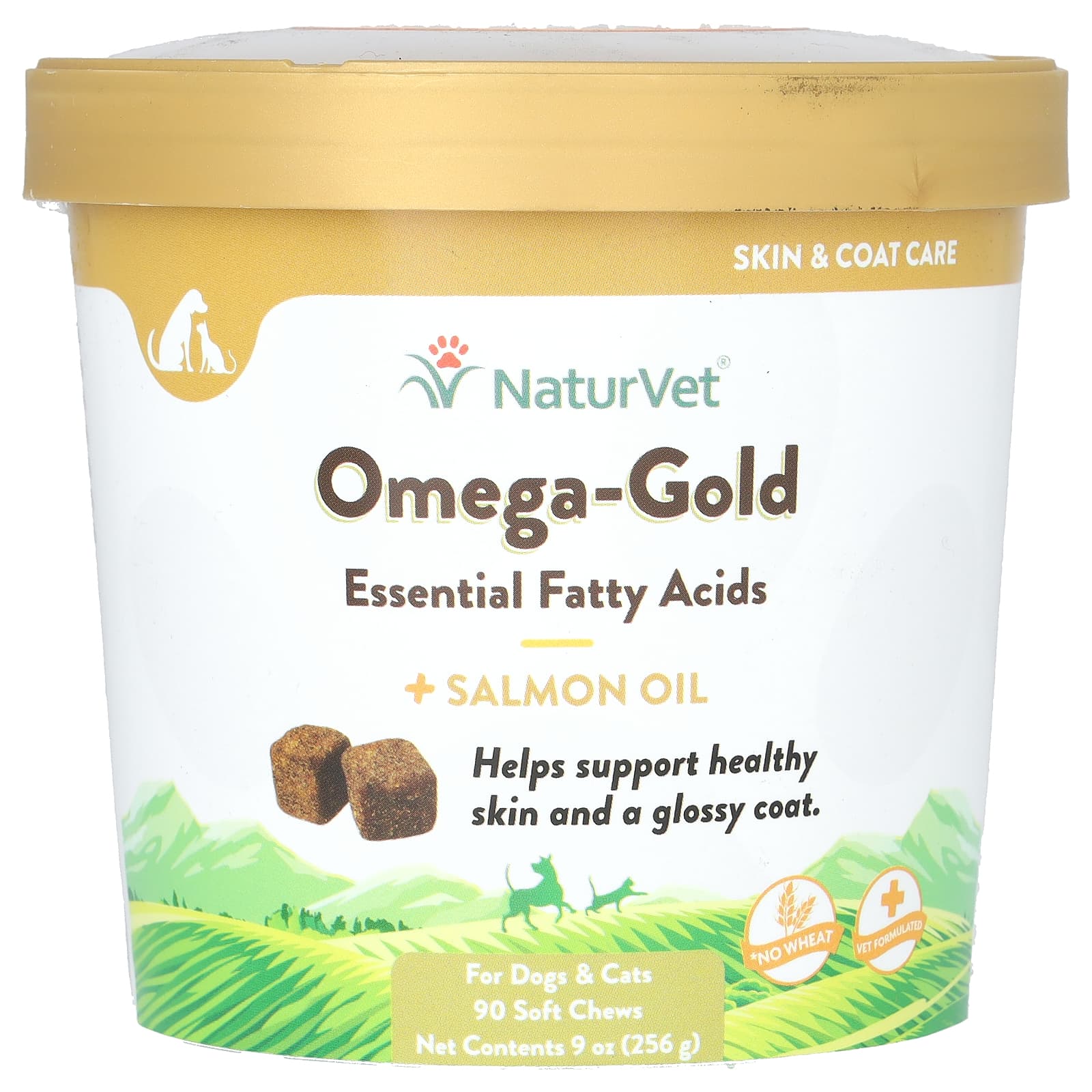 NaturVet, Omega-Gold с жиром лосося, добавка для собак и котов, 90 мягких жевательных таблеток