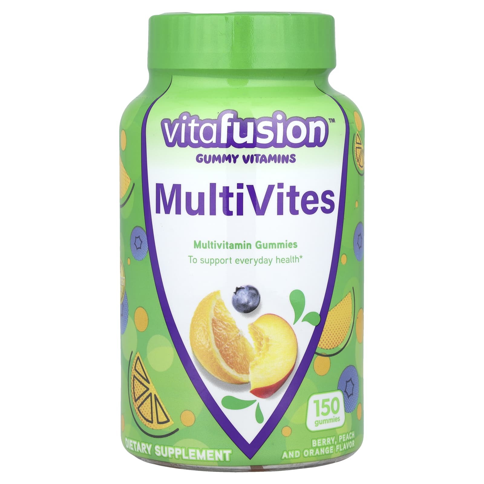 VitaFusion, MultiVites, незаменимые мультивитамины, натуральный ягодный, персиковый и апельсиновый вкусы, 150 жевательных таблеток