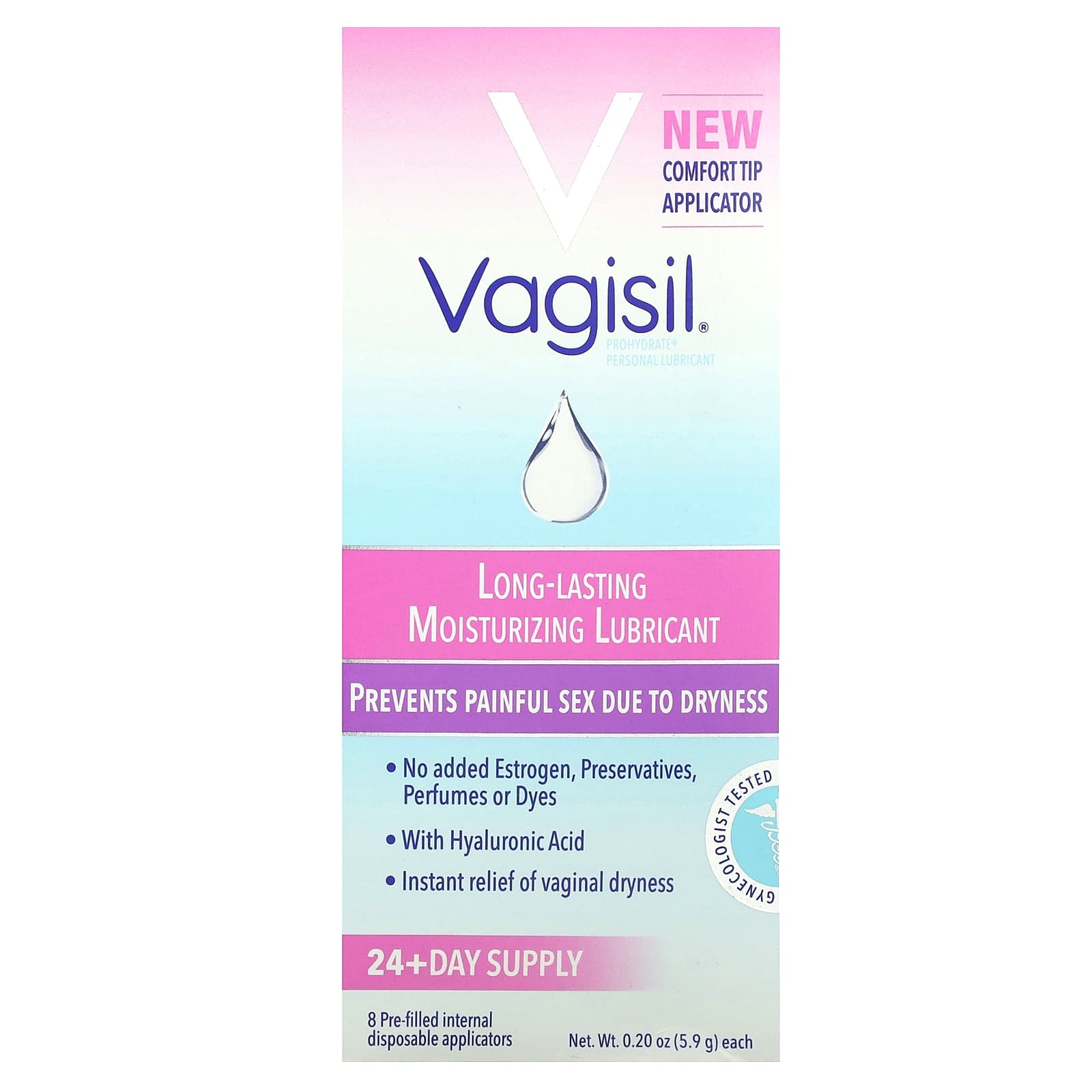 Vagisil увлажняющая смазка с длительным эффектом 8 предварительно заполненных одноразовых флаконов для внутреннего применения 59 г 02 унции каждый 4190₽