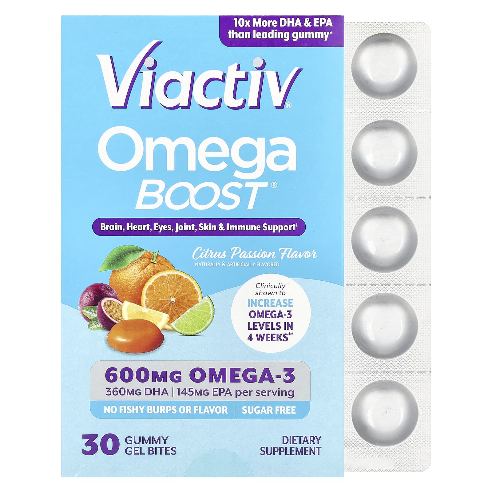 Viactiv, Omega Boost®, жевательные конфеты, цитрусовая страсть, 30 кусочков жевательного геля