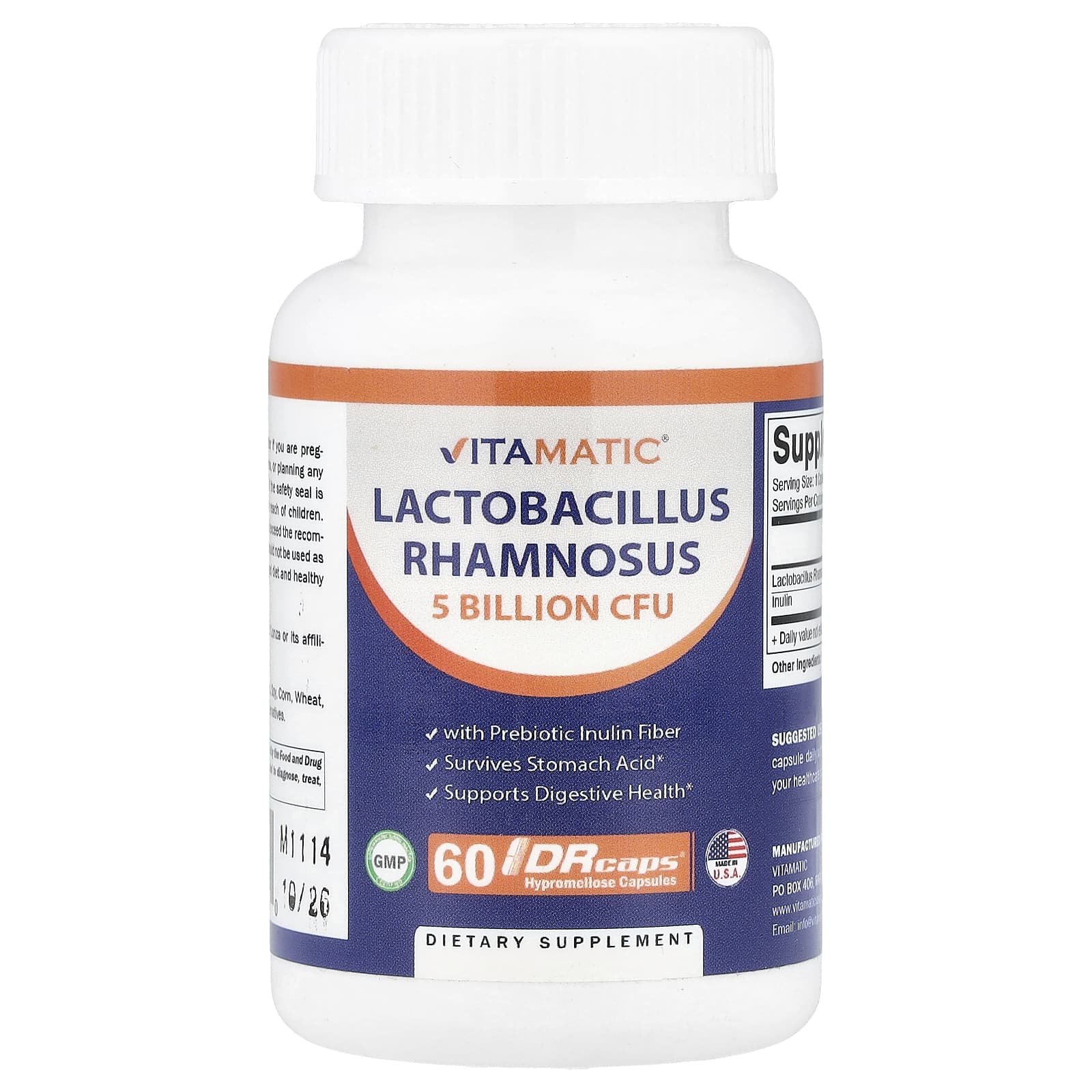 Vitamatic, Lactobacillus rhamnosus, 5 млрд КОЕ, 60 капсул с гипромеллозой DRcaps®