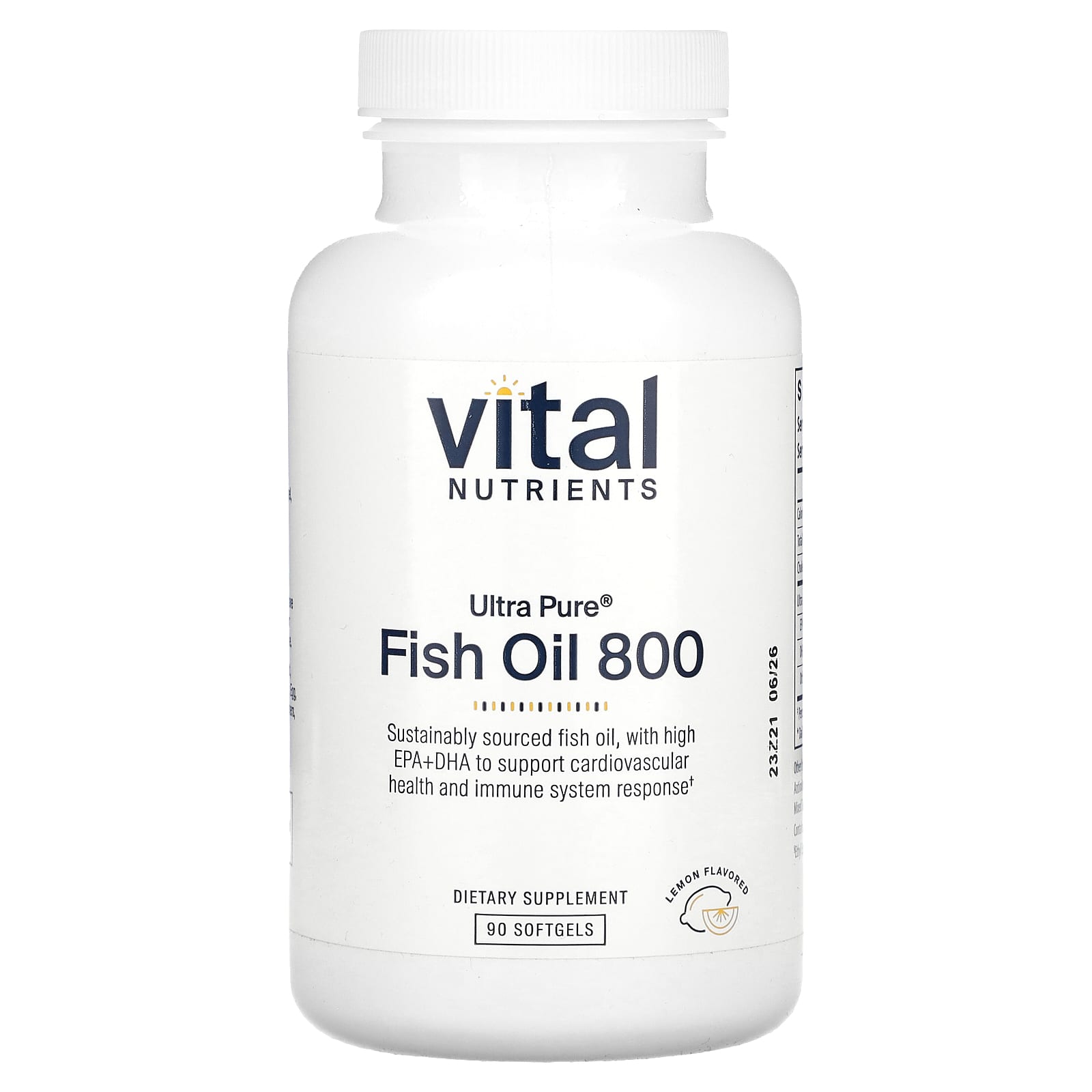 Vital Nutrients, ультрачистый рыбий жир 800, со вкусом лимона, 90 мягких таблеток